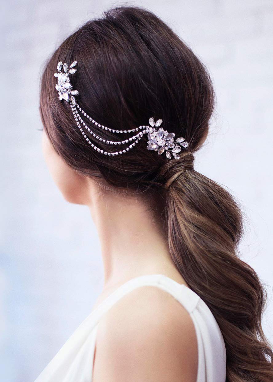 Kercisbeauty Vintage Rhinestone Hair Chain Headpiece - Silver Wedding Bridal Hair Comb for Brides & Bridesmaids, Prom Hair Accessories for Girls | Perfect for Weddings, Proms, and Special Occasions