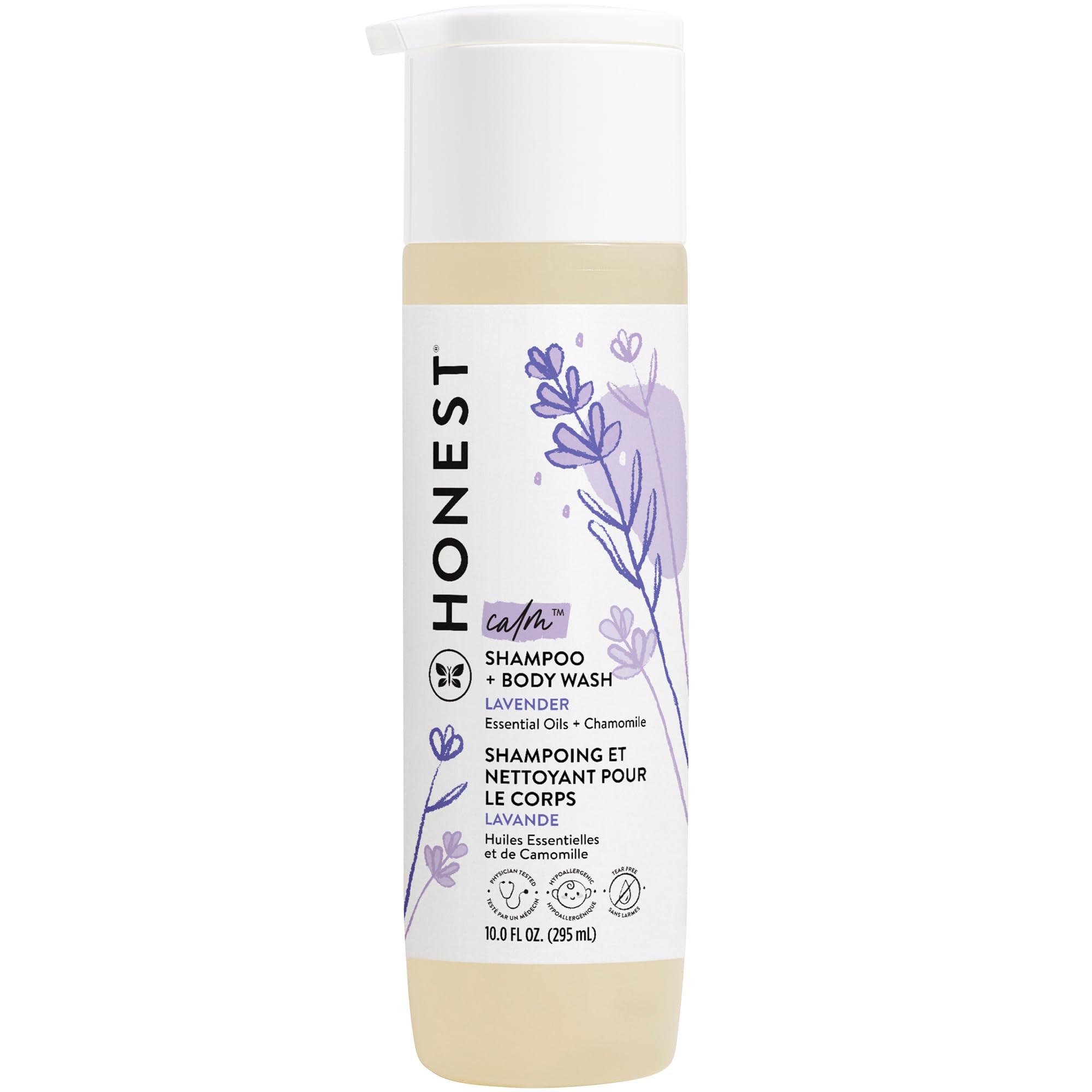 The Honest Company 2-in-1 Cleansing Shampoo & Body Wash for Babies | Gentle, Tear-Free, Hypoallergenic Formula with Natural Lavender | 10 fl oz | Perfect for Newborn Bath Time & Sensitive Skin Care