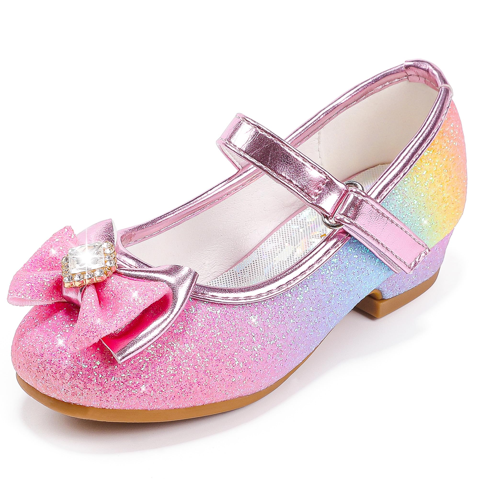 Furdeour Girls Mary Jane Dress Shoes - Glitter Princess Heels for Toddler & Kids - Perfect for Weddings, Bridesmaids, Flower Girls & Special Occasions