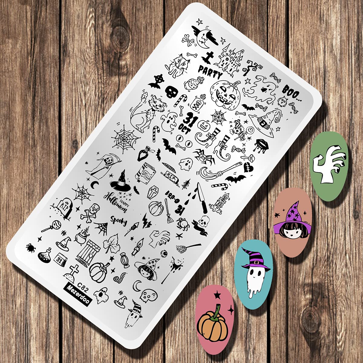 Halloween Nail Stamp Plates - Pumpkin, Skull, Ghost, Bat & Spiderweb Nail Art Stencils for DIY Nail Decoration | Perfect for Halloween Parties, Nail Salon & Home Manicure