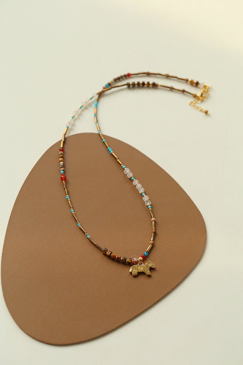 Dream Island Carousel Pony Beaded Necklace - Handmade Boho Jewelry for Women, Girls - Perfect for Birthday Gifts, Party Favors & Festival Accessories