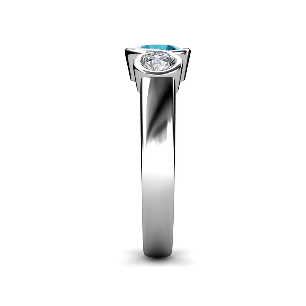 London Blue Topaz & Diamond (SI2, G) Infinity Three Stone Ring 1.95ct tw in 14K White Gold - Elegant Engagement, Anniversary Gift for Her