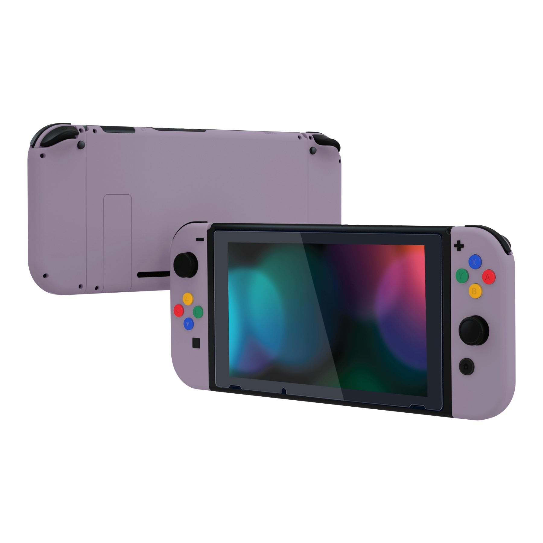 eXtremeRate Dark Grayish Violet Soft Touch Grip Backplate for Nintendo Switch Console & Joy-Con Controllers - Full Set Buttons Included - DIY Replacement Shell for NS Switch (Model QP341) - Perfect for Gaming, Travel, and Custom Mods