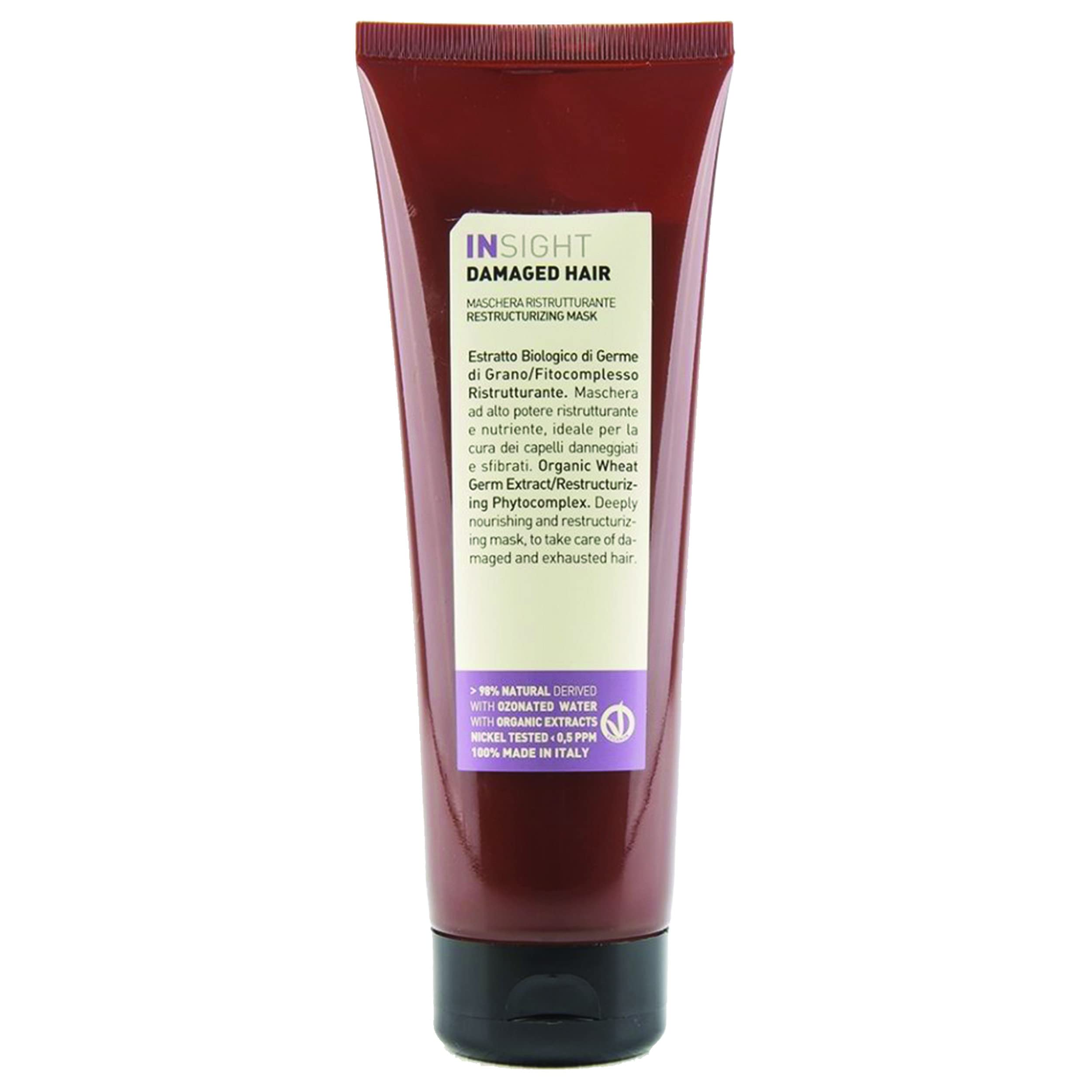 Insight Clean Beauty Restructuring Hair Mask for Damaged Hair - Organic Wheat Germ Extract, Vegan, 250ml | Deep Conditioning Treatment for Dry, Frizzy & Color-Treated Hair at Home or Salon