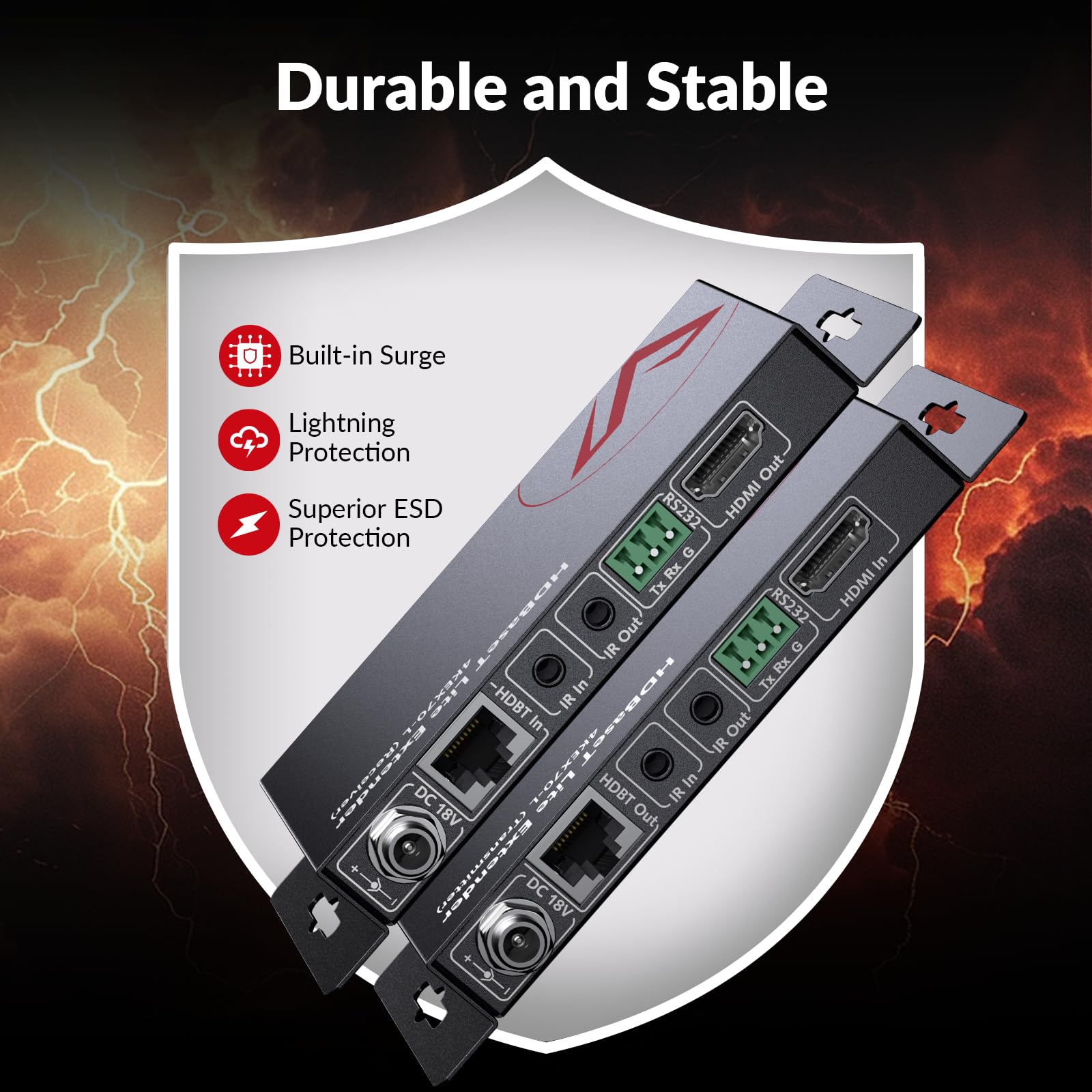 AV Access HDBaseT HDMI Extender - 4K@60Hz 130ft, 1080P@60Hz 230ft Over Cat5e/6/6a/7 Cable | Supports CEC, PoE, IR, RS232, EDID & HDCP 2.2 (4KEX70-L) | Perfect for Home Theater, Conference Rooms & Digital Signage