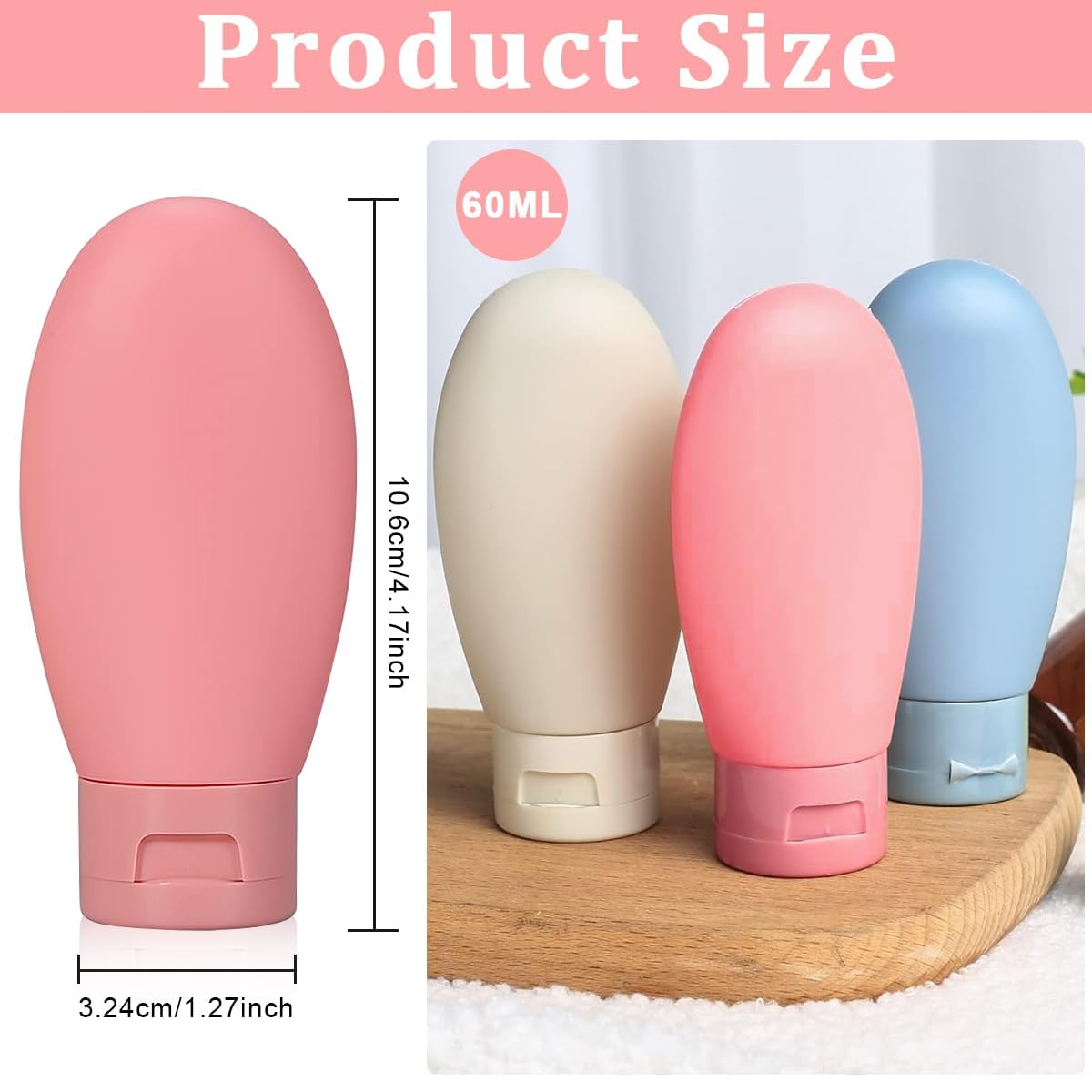 6-Pack Leak-Proof Travel Bottles Set - Refillable Plastic Squeeze Containers for Shampoo, Lotion & Toiletries | TSA Approved for Air Travel, Perfect for Gym, Camping & Vacation Essentials