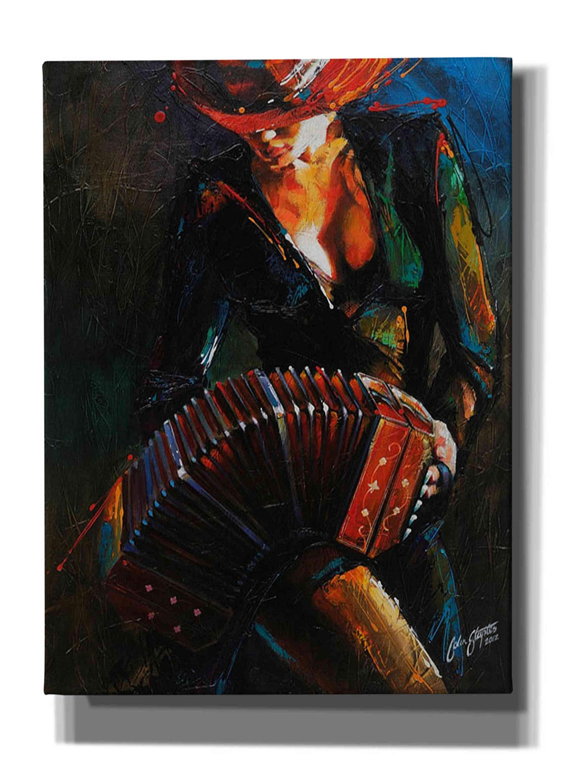 Reina del Bandoneon by Colin John Staples - Large 40x54 Inch Canvas Wall Art Print - Modern Home Decor for Living Room, Bedroom & Office