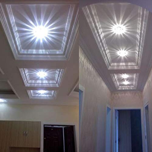 SXNING 3W LED Ceiling Light Fixture - Crystal Modern Flush Mount Lighting for Living Room, Corridor, Hallway (White) - Perfect for Home, Office, and Commercial Spaces