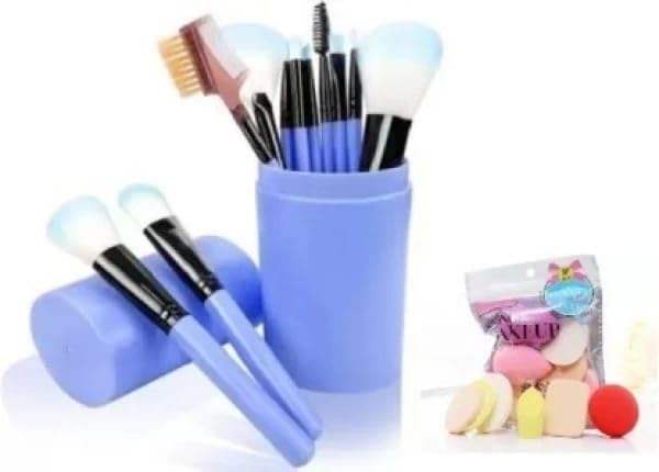 Premium 12-Piece Makeup Brush Set with Storage Box & 6 Blending Sponges - Perfect for Eyeshadow, Foundation, and Contouring | Ideal for Professional Artists and Home Beauty Routines