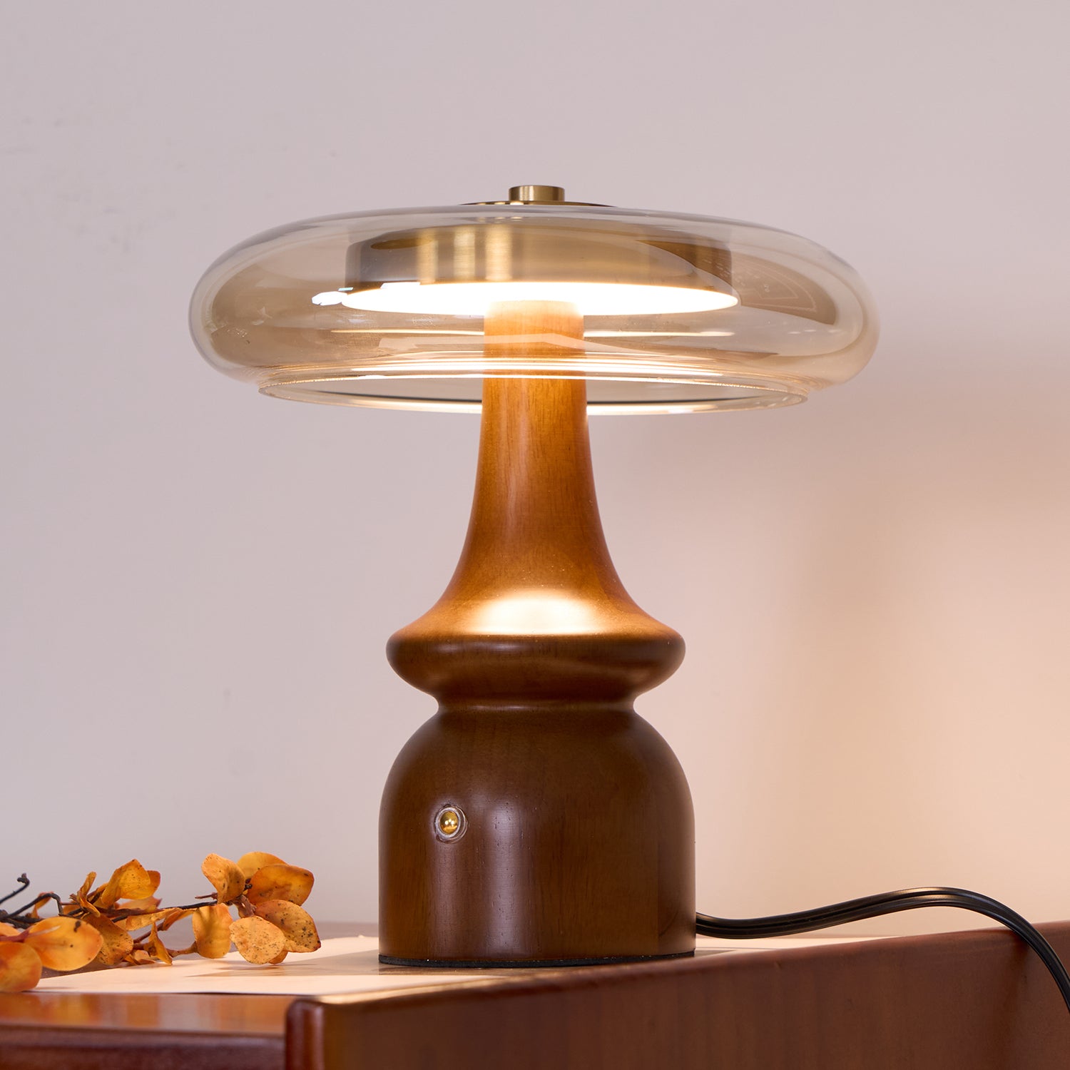 Nova Wooden Table Lamp - Modern Handcrafted Nightstand Lamp with USB Port, Warm White Light for Bedroom, Living Room, Office - Perfect for Reading, Relaxing & Decor
