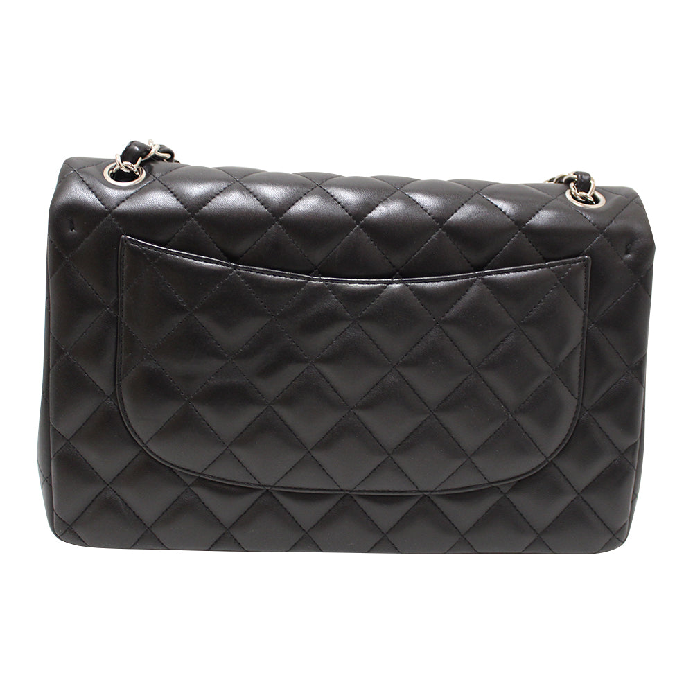 Authentic Chanel Black Quilted Lambskin Leather Classic Jumbo Double Flap Bag - Luxury Designer Handbag for Women, Perfect for Evening Parties, Weddings & Special Occasions