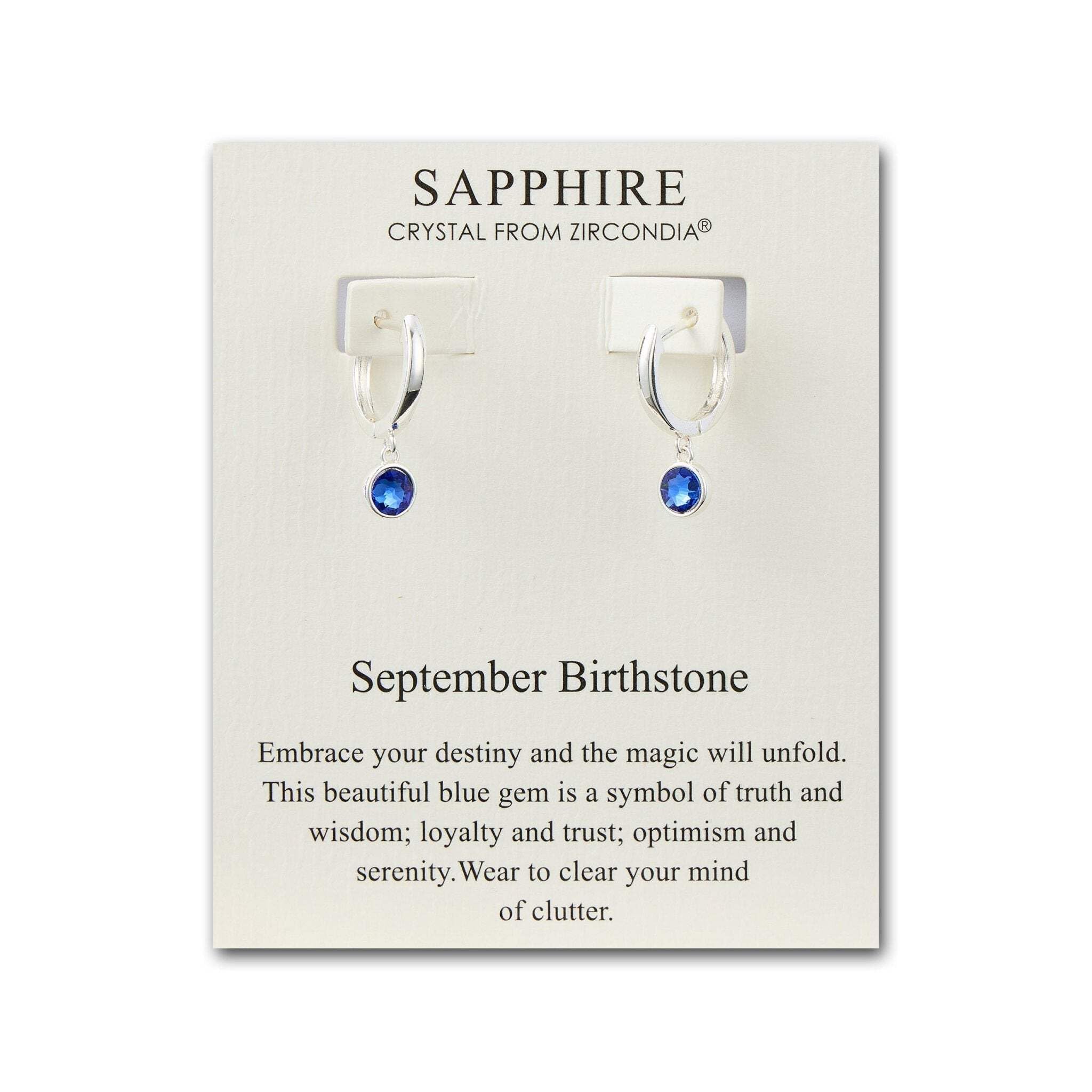 Sapphire Zirconia Hoop Earrings - September Birthstone Jewelry for Women