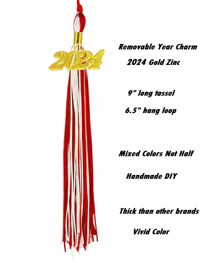 HEPNA 2024 Graduation Tassels - Red & White Honor Tassel for Commencement Ceremony & Photography - Perfect for High School, College Graduation Gifts & Photo Props
