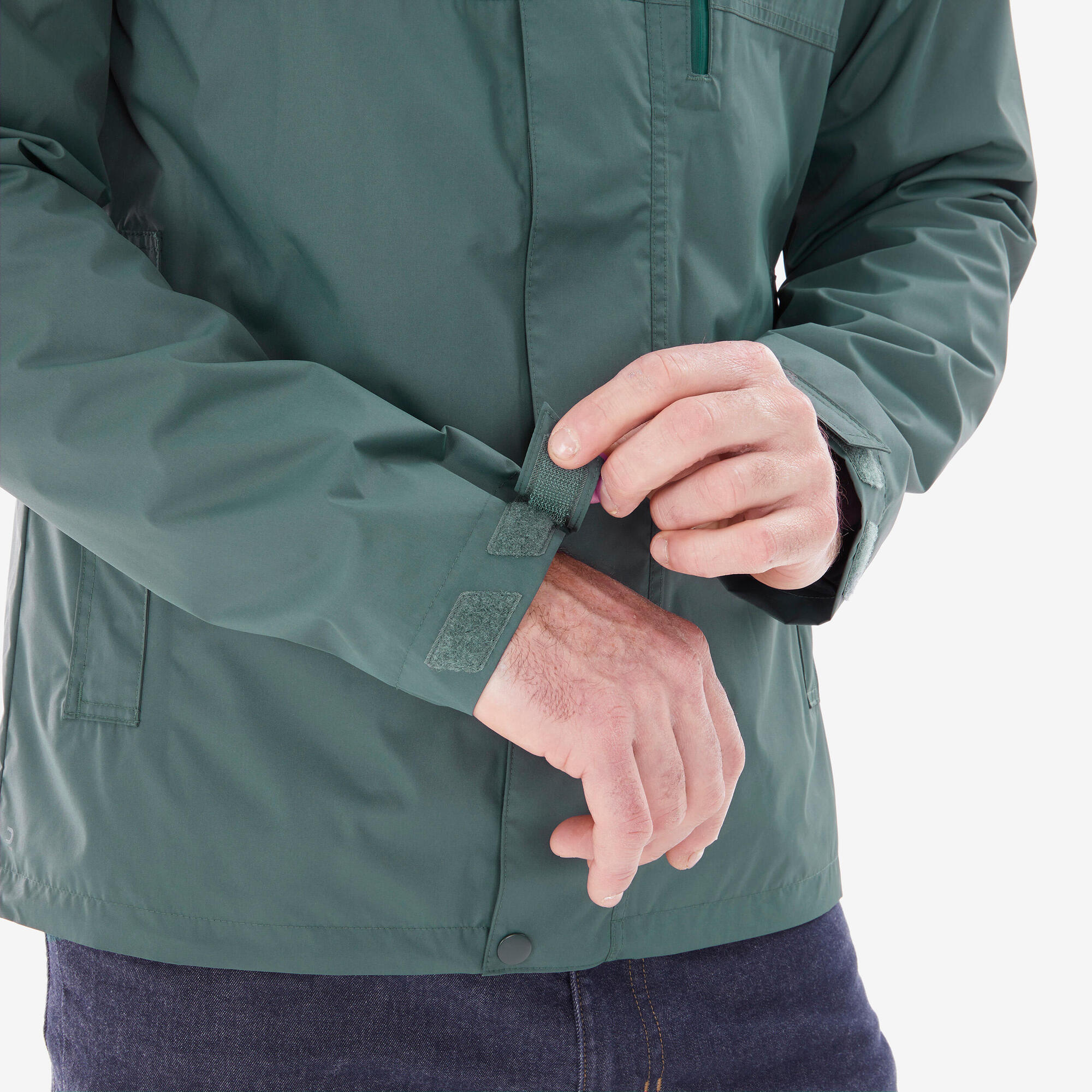 Quechua Men's NH500 Waterproof Rain Jacket - Lightweight Windproof Hiking Jacket for Outdoor Adventures & Travel