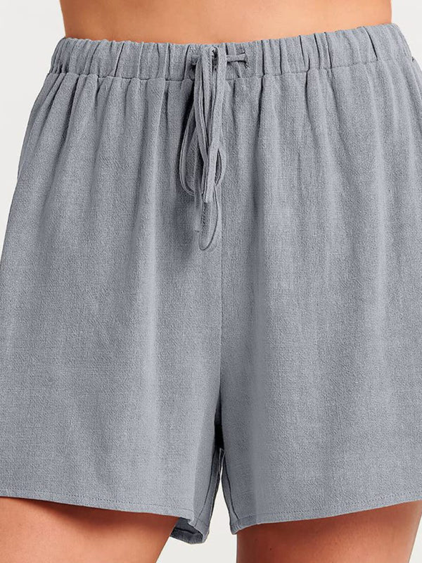 Comfortable Women's Casual Linen Shorts Set - 2 Piece Summer Outfit for Beach, Vacation & Lounge Wear