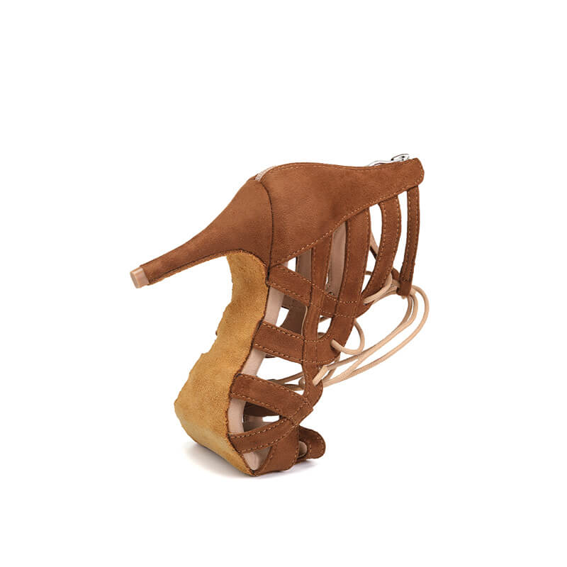 Brown Lace-Up Ballroom Dance Boots for Women - Comfortable Bachata & Latin Dance Shoes - Perfect for Salsa, Tango, and Social Dancing Events