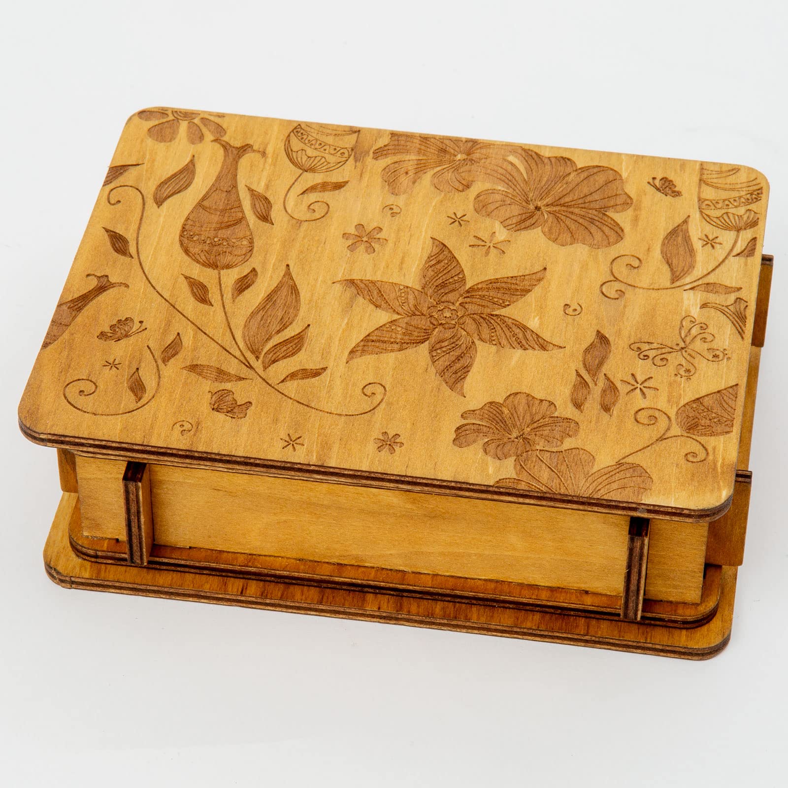 Bits and Pieces Botanical Box Wooden Puzzle - Brain Teaser Gift with Secret Compartment - Perfect for Adults, Puzzle Lovers & Unique Gift Ideas
