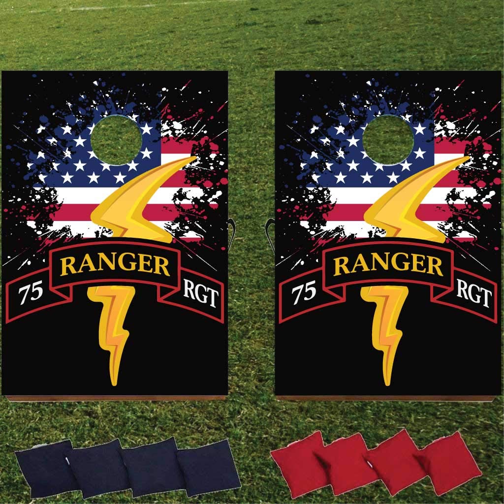 75th Ranger Regiment Cornhole Game Set - Army-Themed Wooden Bag Toss Boards with 8 Bags - Made in USA | Outdoor Party, Tailgating, Backyard BBQ & Military Appreciation Events