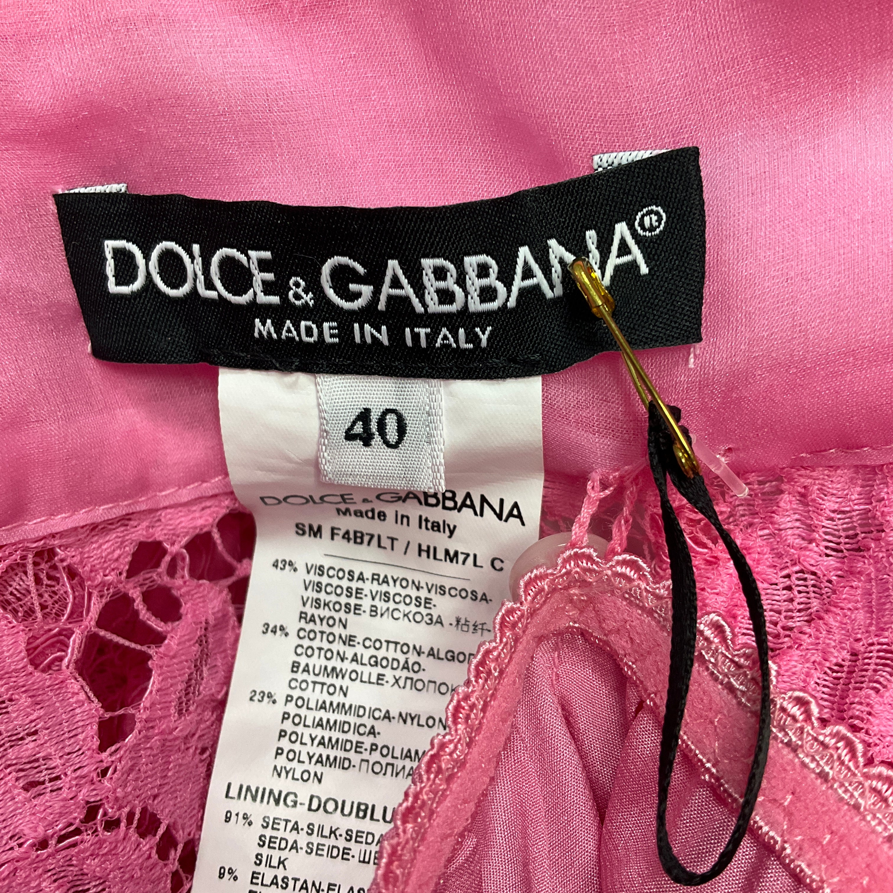 Dolce & Gabbana Women's Pink Lace Mini Skirt - Sexy Party Dress for Night Out, Date Night & Special Occasions