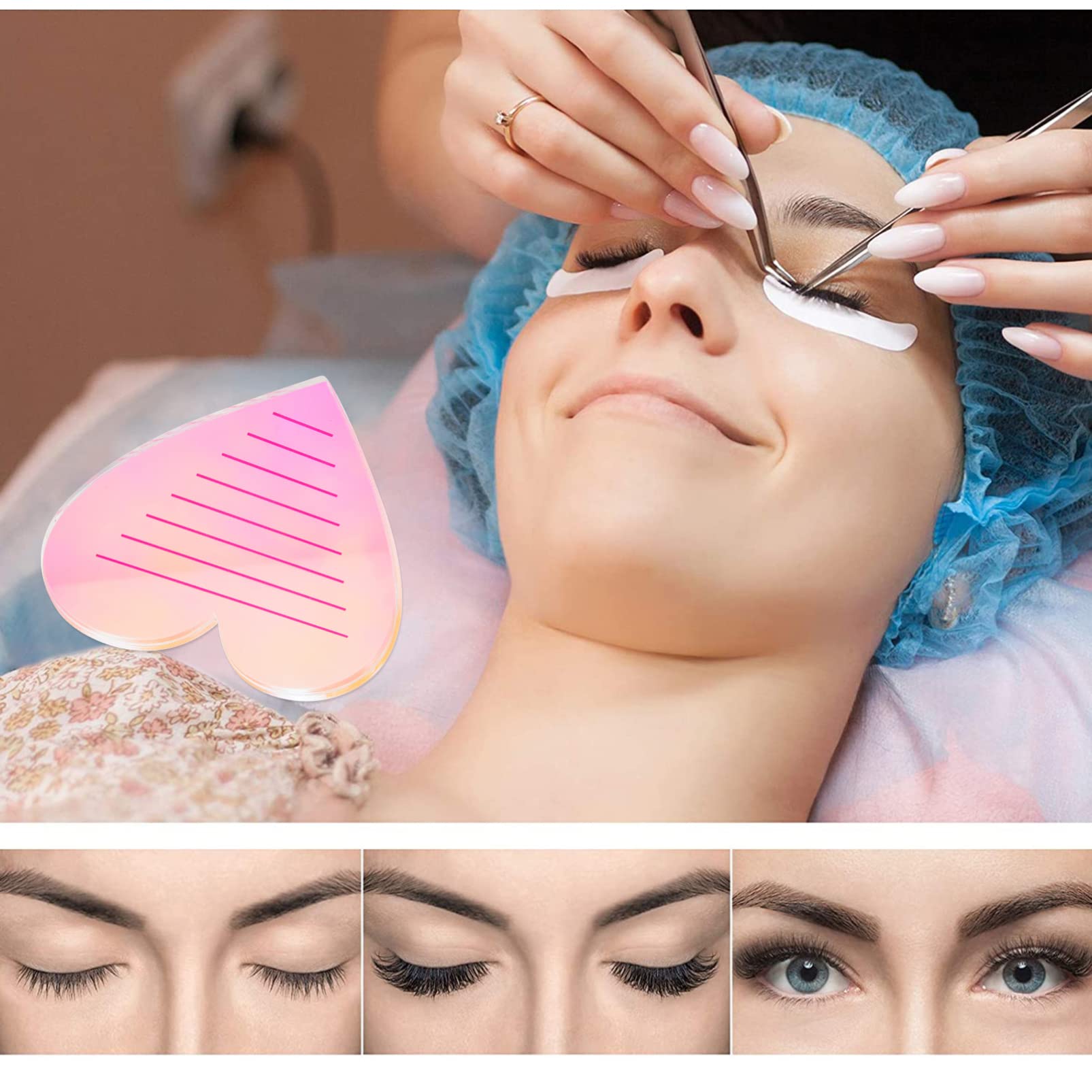 Minkissy Acrylic Heart Shaped False Eyelash Extension Tray - Eyelash Display Board & Grafting Stand for Professional Lash Artists | Perfect for Salon, Spa, and Home Use