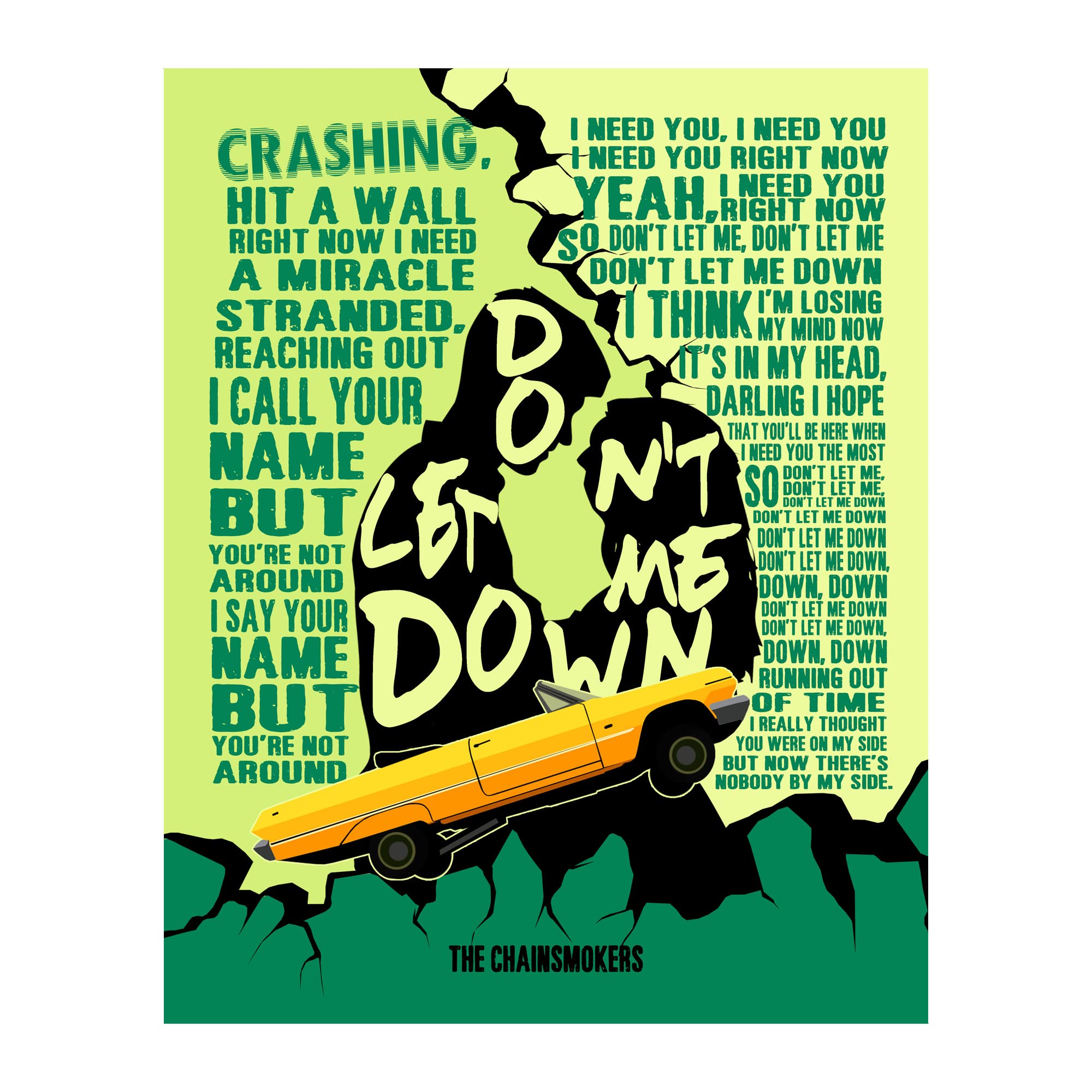 The Chainsmokers Music Poster - 'Don't Let Me Down' Love Song Wall Art for Living Room, Bedroom, Bar & Man Cave Decor | Aesthetic Unframed Print 11x14 | Perfect for Music Lovers & Home Styling