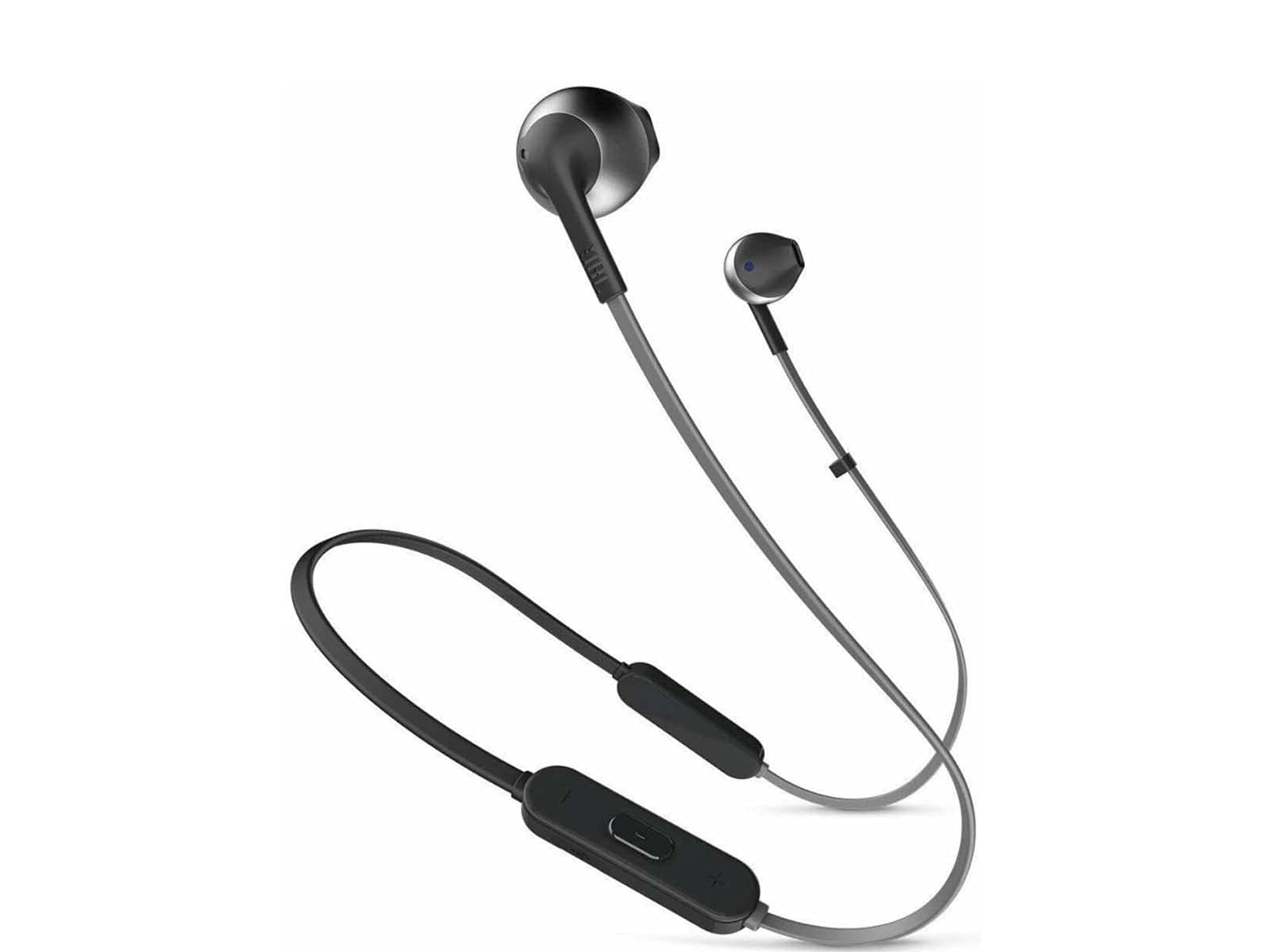 JBL Tune 205BT Wireless Bluetooth Earbuds with Built-in Mic, Tangle-Free Flat Cable - Black | Perfect for Gym, Running, Commuting & Travel
