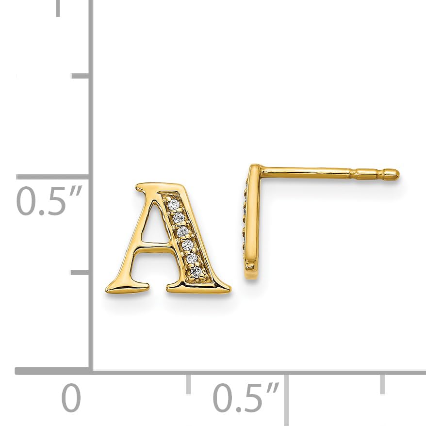14K White Gold Diamond Initial 