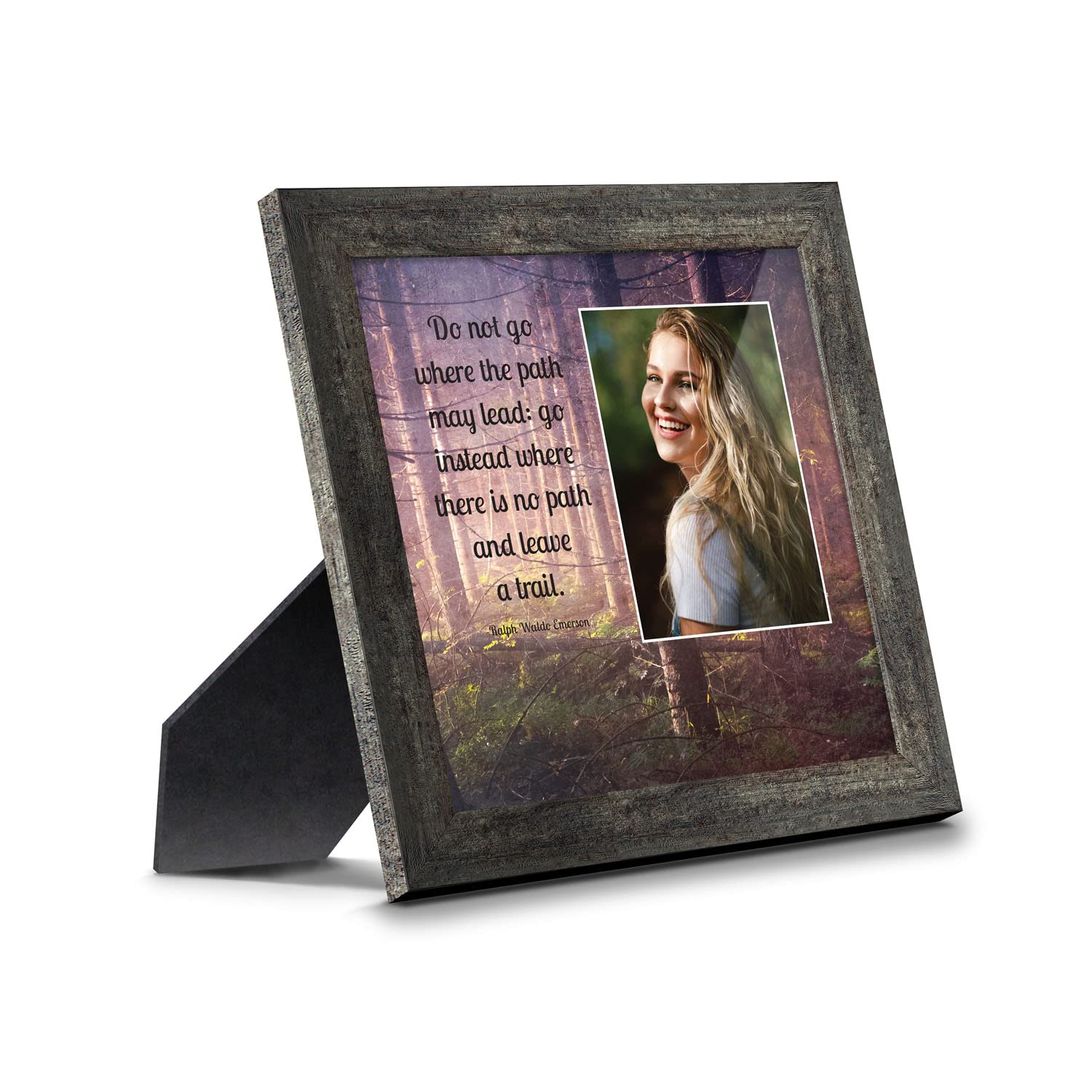 Motivational Wall Art Decor - Emerson's 'Do Not Go Where the Path May Lead' Framed Inspirational Quote - Perfect for Office, Home, or Classroom - Thoughtful Graduation Gift for High School & College Students (6456BW)