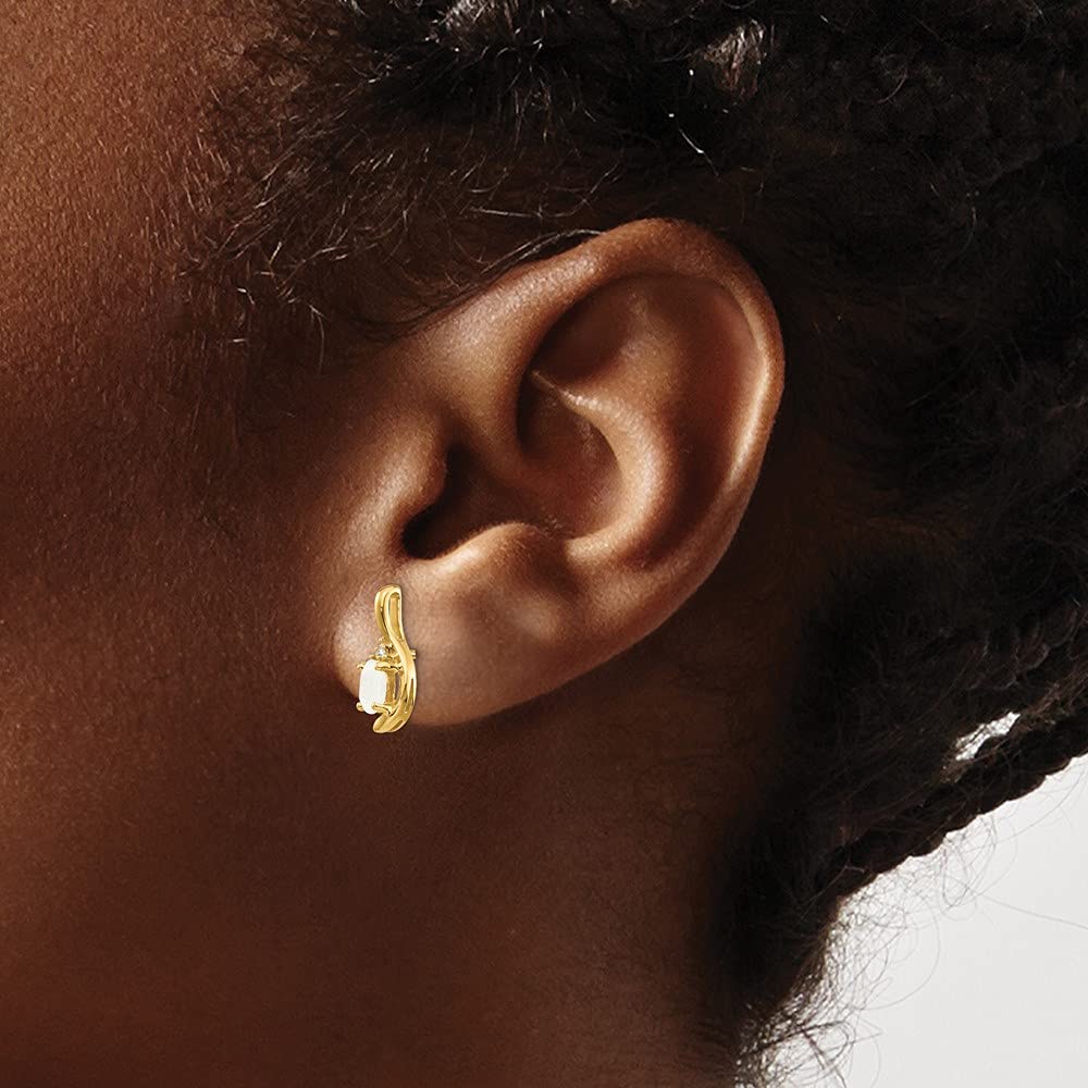14K Yellow Gold Diamond and Opal Earrings for Women - Elegant Fine Jewelry Gift for Her | Perfect for Anniversaries, Birthdays & Special Occasions