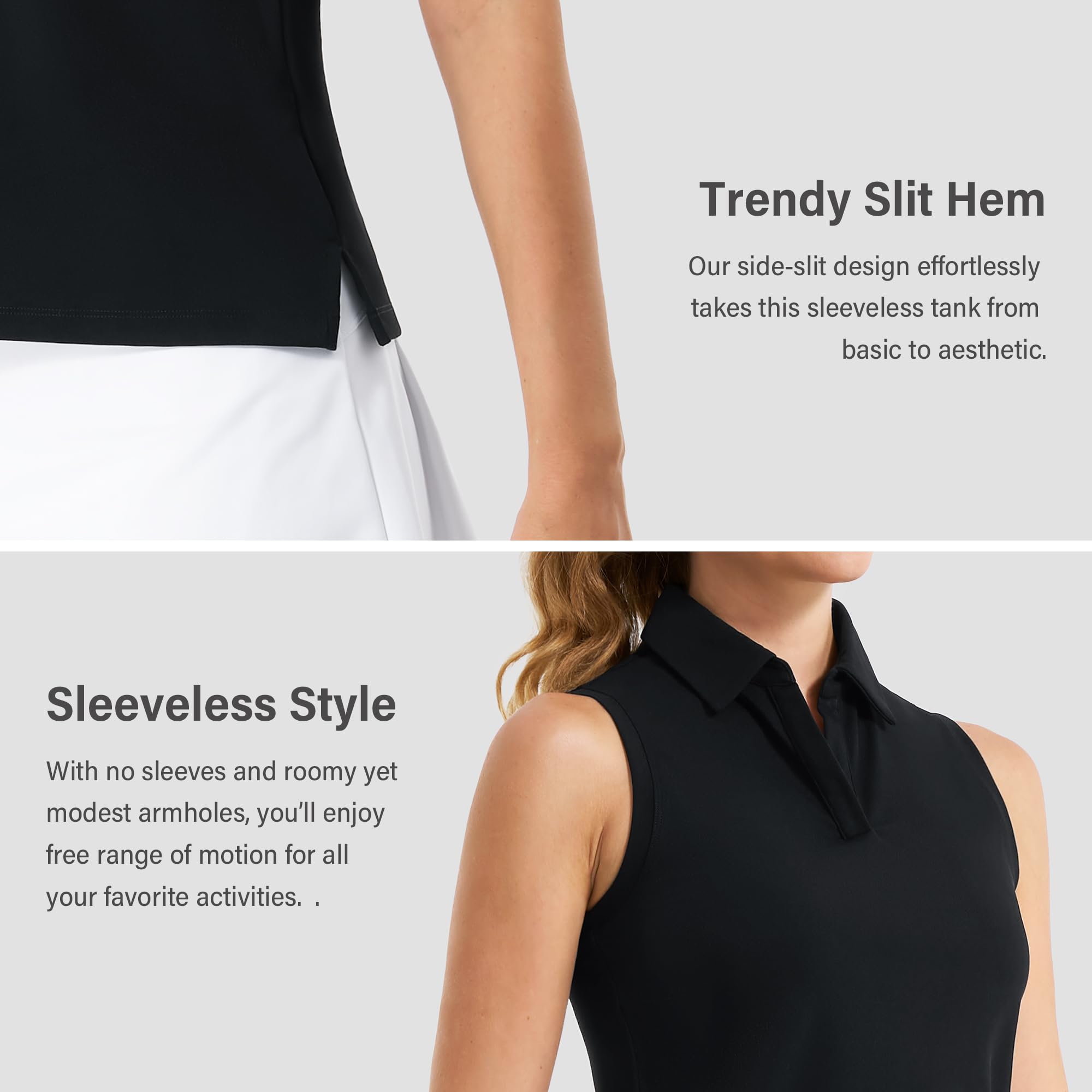 Stelle Women's Sleeveless V-Neck Golf & Tennis Polo Shirt - Quick Dry, Collared Athletic Top for Golfing, Tennis & Summer Outdoor Activities