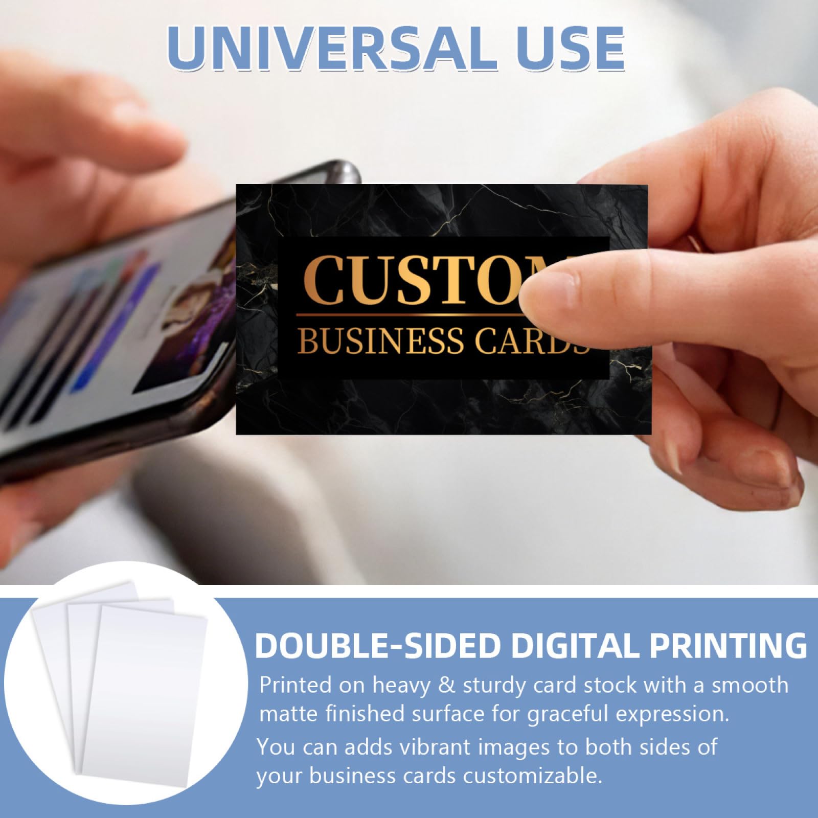 Custom Business Cards - Personalized & Printable Double-Sided Design | 100/200/500/1000 Pcs | Perfect for Networking, Branding & Professional Marketing