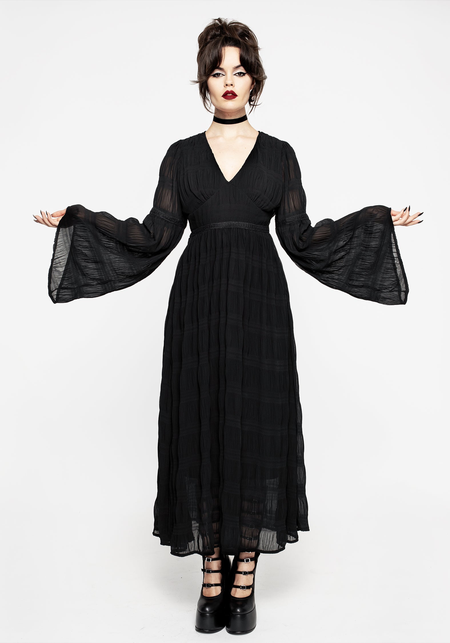 Elegant Deirdre Flute Sleeve Maxi Dress for Women | Flowy Summer Wedding Guest Dress | Perfect for Beach Vacations & Formal Events
