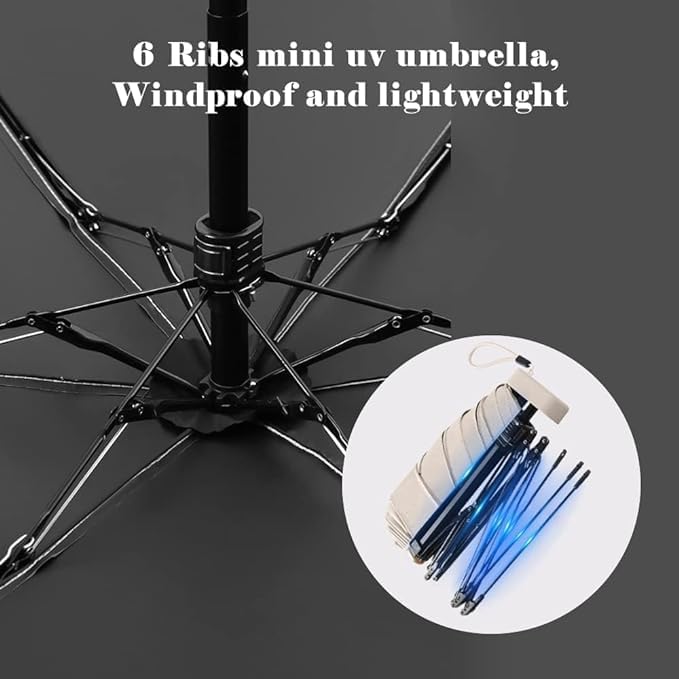 Compact UV Protection Mini Travel Sun Umbrella - Lightweight Windproof Portable Parasol for Women, Men & Kids - Perfect for Beach, Hiking & Daily Commute