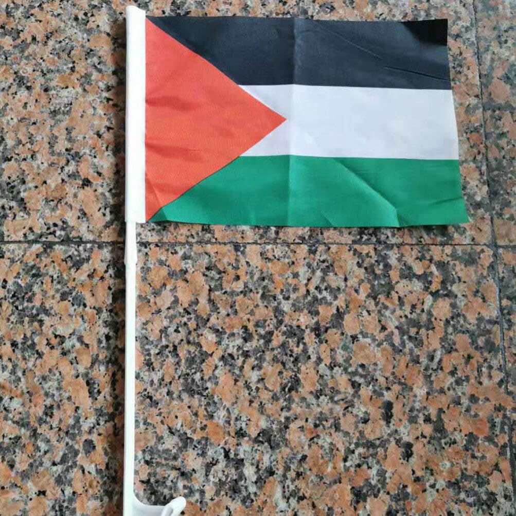 2 Pack Palestine Car Flags with Pole - Palestinian Vehicle Banner for Windows, Bumpers & Parades - Show Support with Durable Car Accessories for Cars, Trucks & SUVs