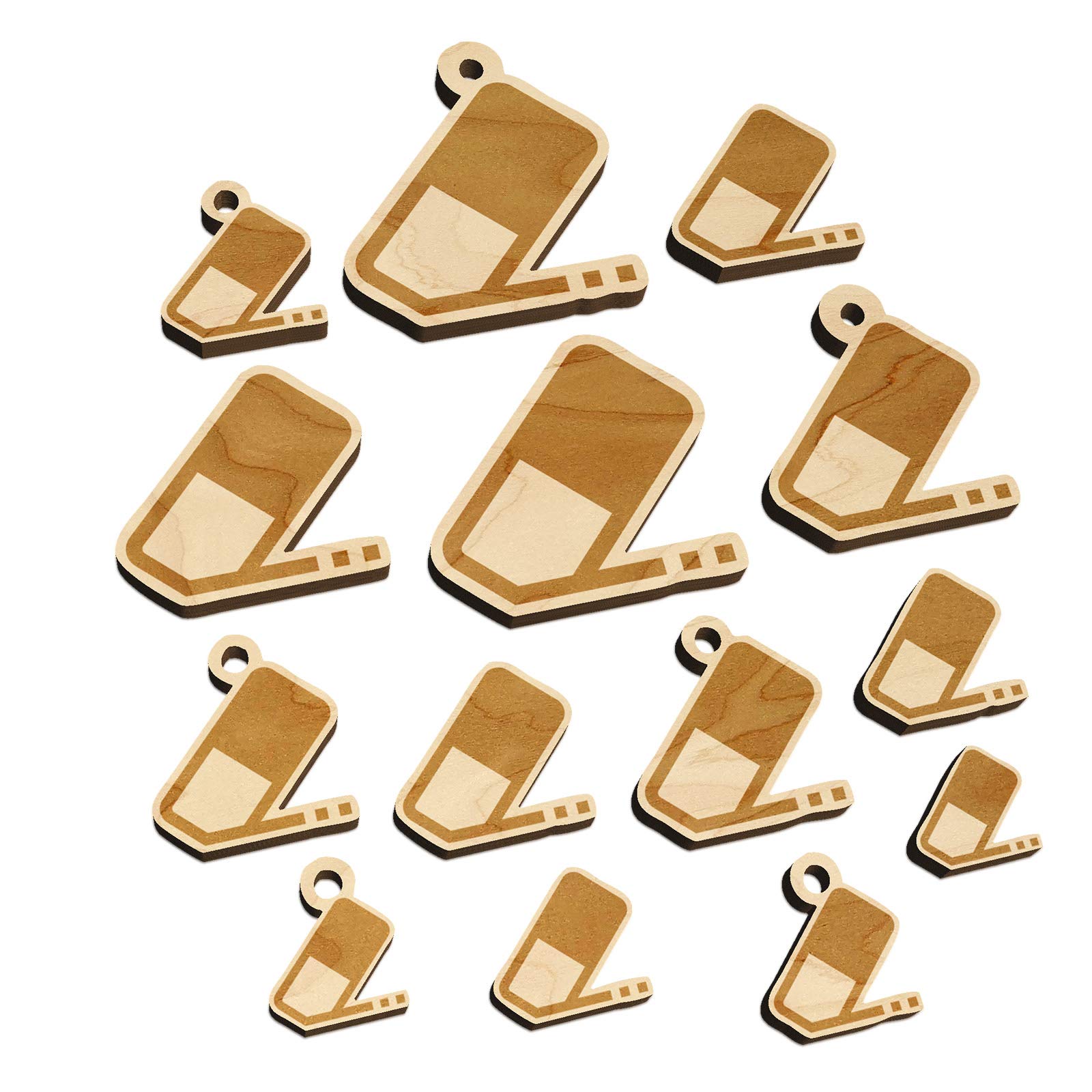 Mini Wooden Eraser Charms for Jewelry DIY Craft - 16pcs Flat Eraser Pendants with Hole - Perfect for School Projects, Homework Accessories & Scrapbooking Decor