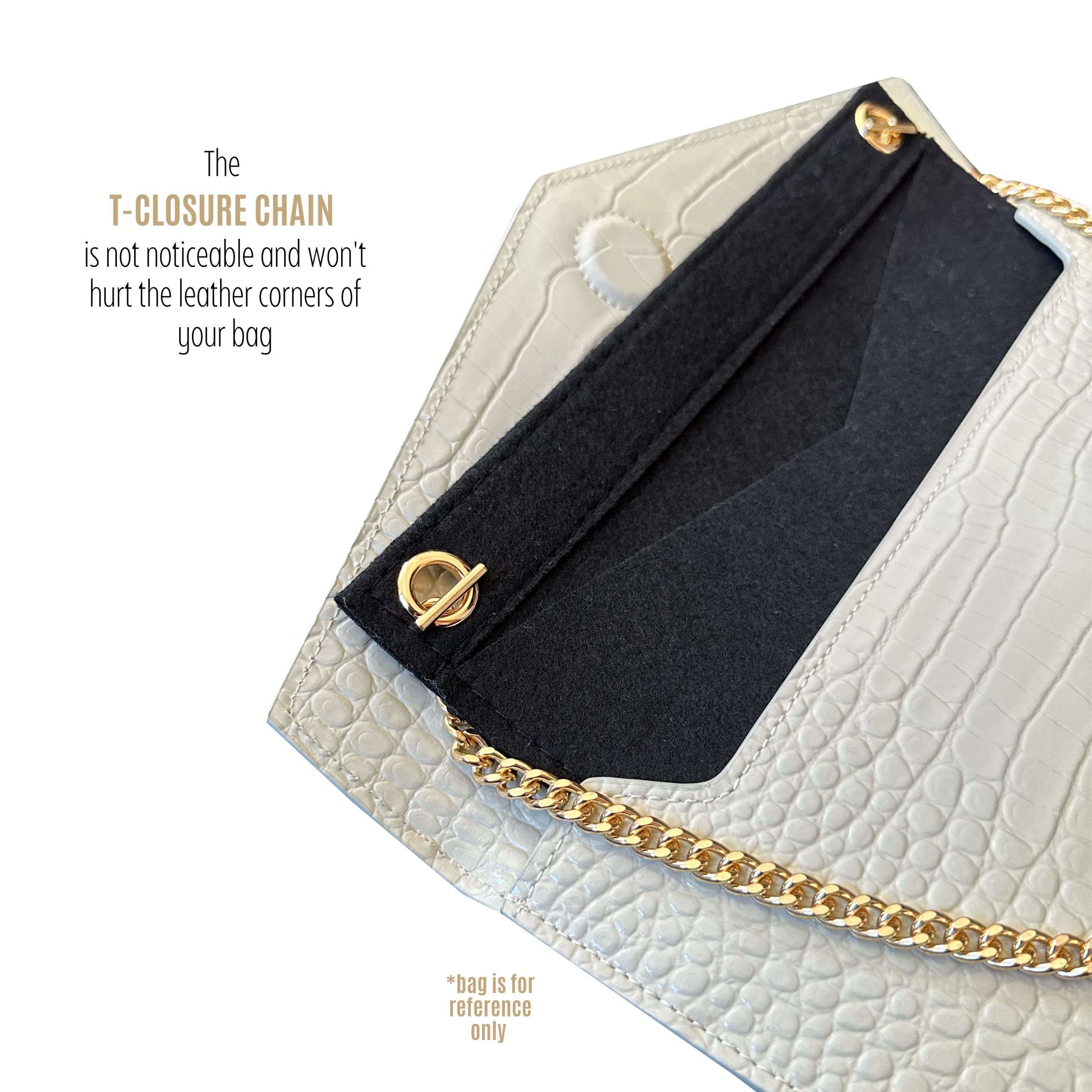 Uptown Clutch Conversion Kit with Gold Chain Strap - Black Leather Wristlet Insert Wallet on Chain (WOC) for Women | Perfect for Evening Parties, Weddings & Date Nights