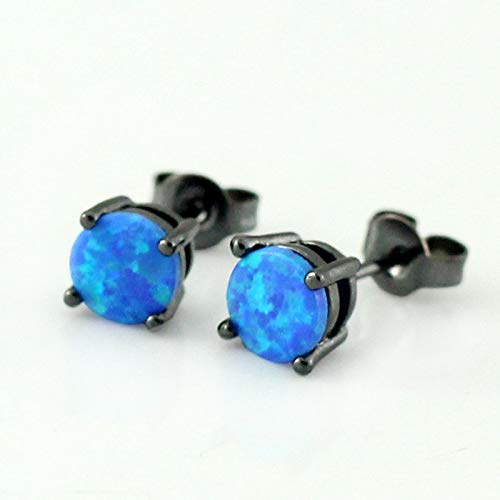 Solitaire Stud Earrings for Women - White Gold Plated Round Fire Opal Earrings | Birthday & Holiday Jewelry Gift for Her | Perfect for Weddings, Anniversaries & Special Occasions