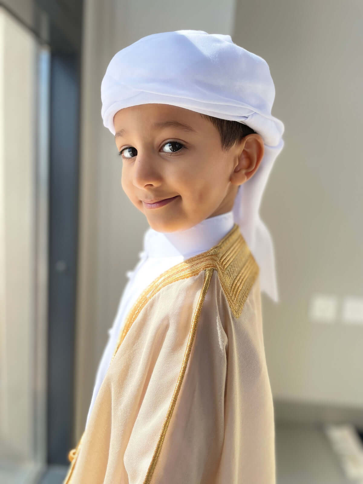 Light Beige Kids Bisht - Traditional Arabic Robe for Boys & Girls - Perfect for Eid, Weddings & Special Occasions
