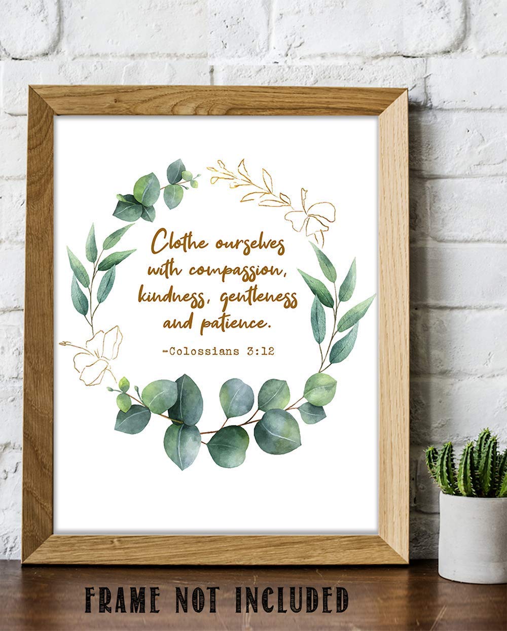 TJ Originals - Colossians 3:12 Bible Verse Wall Art Print - 11x14 Inspirational Christian Home Decor with Floral Design - Perfect for Living Room, Bedroom & Church - Gift for Women, Family & Friends (Birthday, Housewarming)