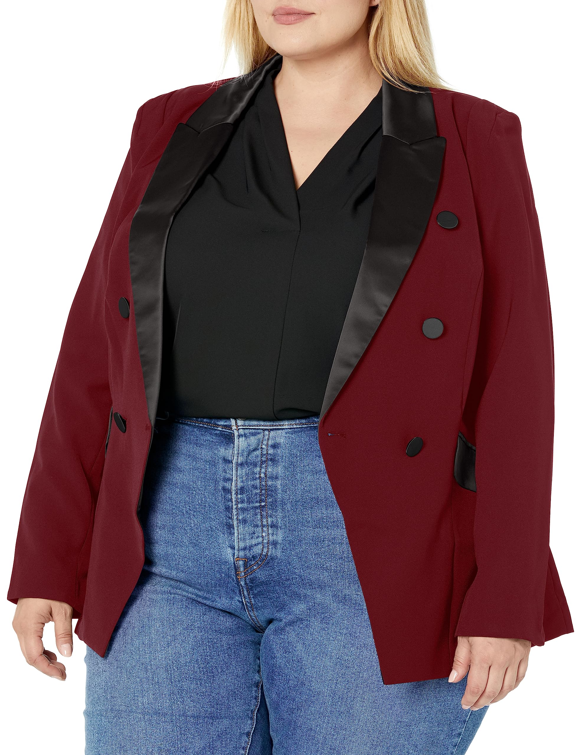 City Chic Women's Plus Size Luxe Tuxedo Jacket - Elegant Formal Blazer for Work, Parties & Special Occasions