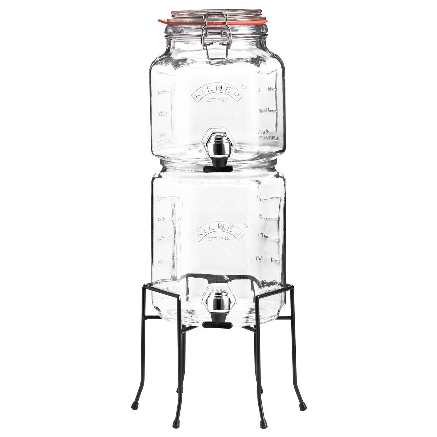 Kilner 25.004 5.2L Clear Stackable Jar Set with Taps & Stand - Perfect for Home Brewing, Kombucha Making, and Fermented Food Storage