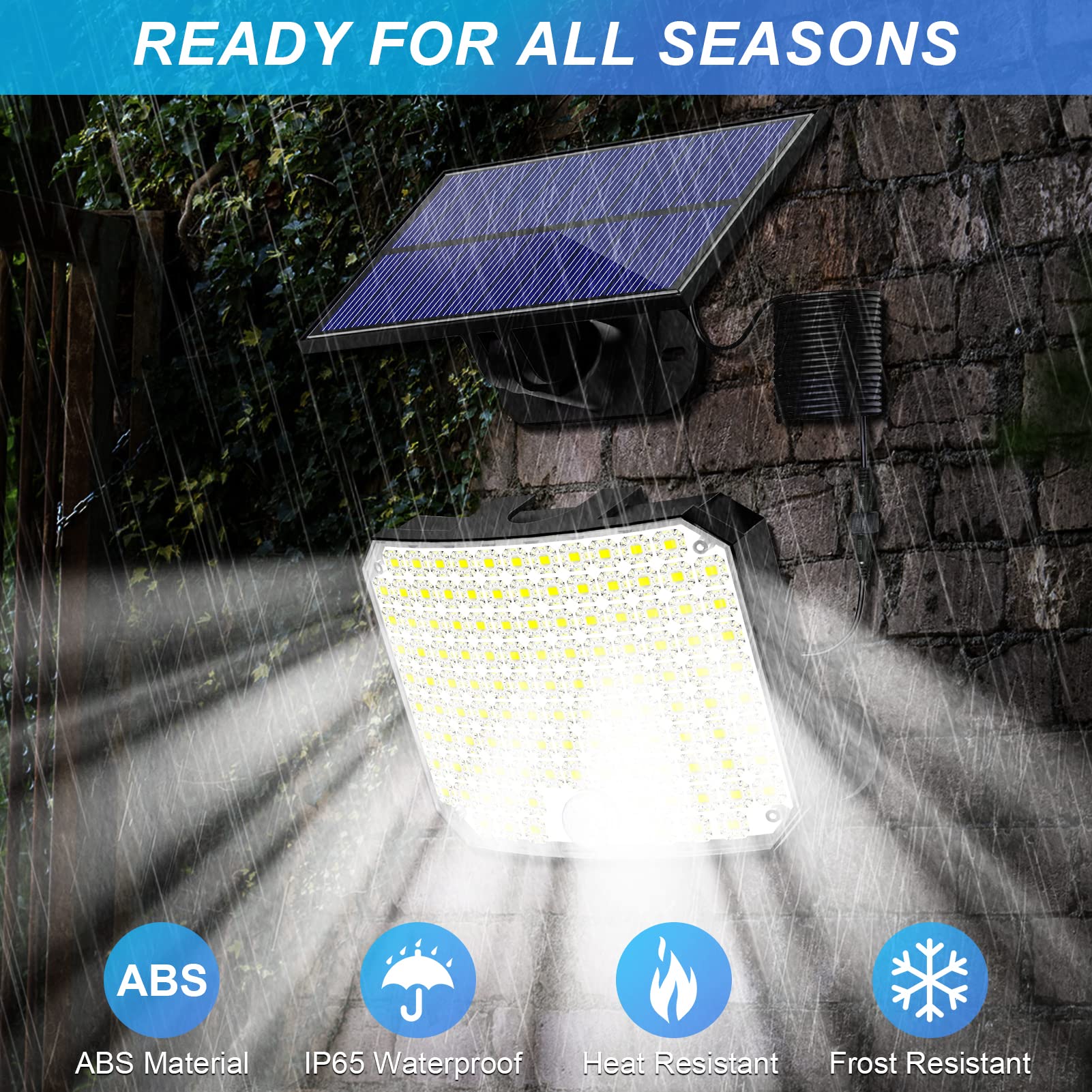 KERNOWO 2 Pack Solar Lights Outdoor, 118 LED Solar Motion Sensor Flood Lights with Remote Control, IP65 Waterproof Solar Powered Security Spot Lights with 16.5Ft Cable - Perfect for Patio, Garage, Porch, Yard, Garden, Pathway, and Driveway Lighting