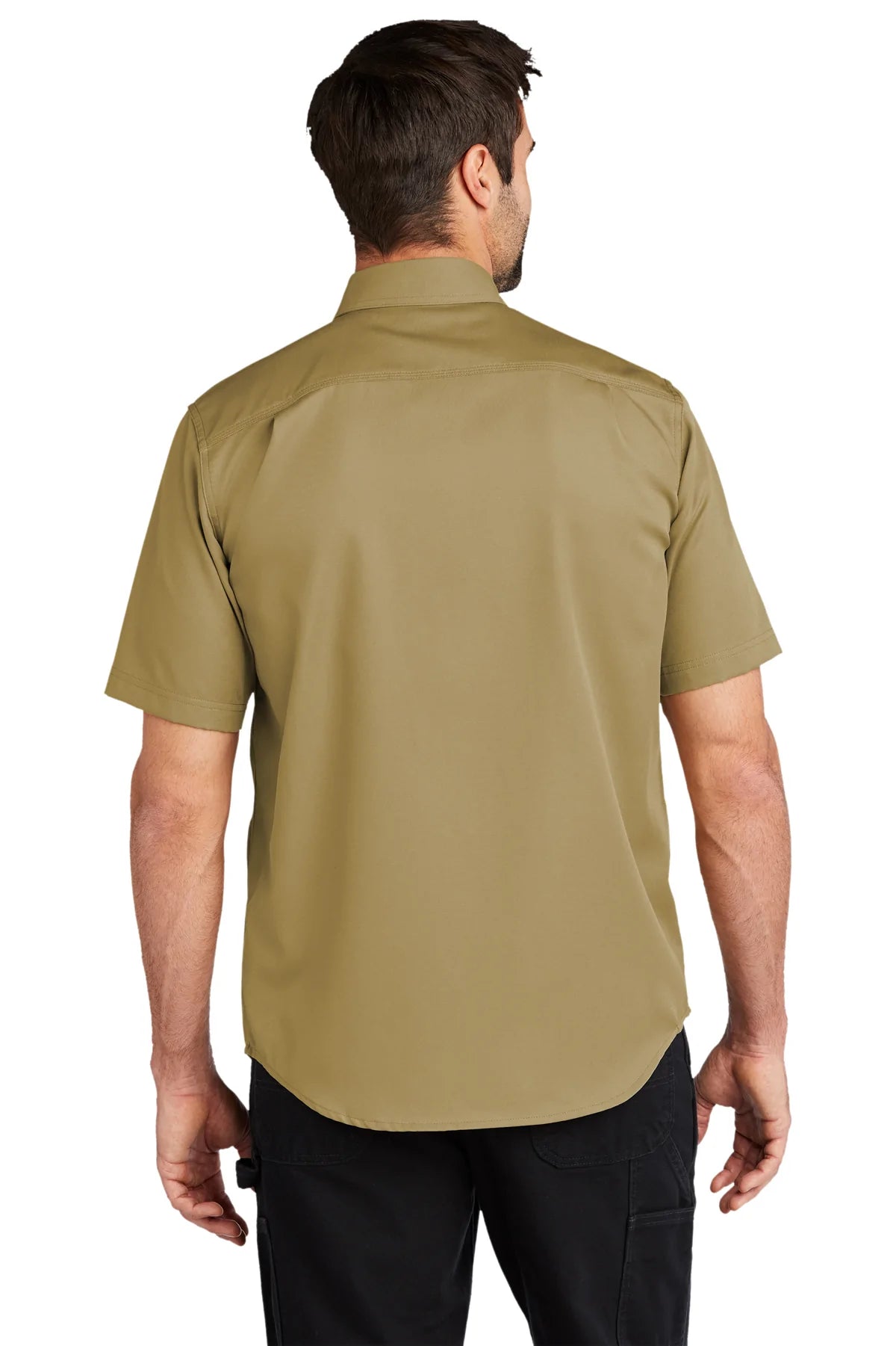 Carhartt Rugged Series Short Sleeve Work Shirt for Men - Durable Dark Khaki Cotton T-Shirt - Perfect for Construction, Outdoor Work & Casual Wear