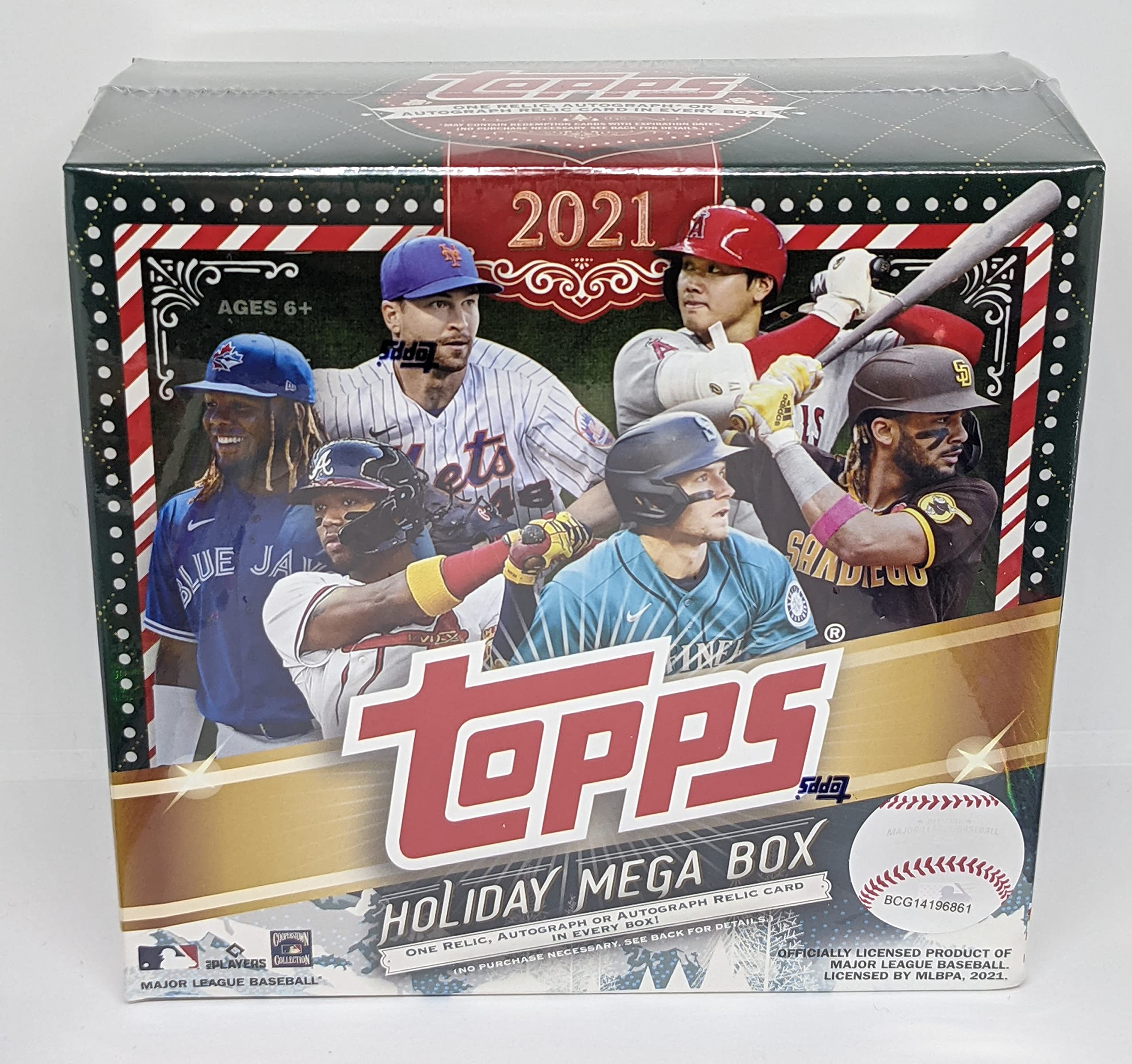 2021 Topps Holiday MLB Baseball Mega Box - 100 Cards with 1 Relic or Autograph Per Box - Perfect for Collectors & Baseball Fans - Great Gift for Holidays & Special Occasions