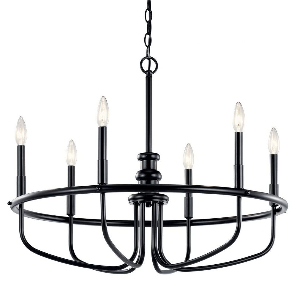 6-Light Modern Minimalist Chandelier - Brushed Nickel Finish - Perfect for Dining Room, Living Room or Bedroom Lighting