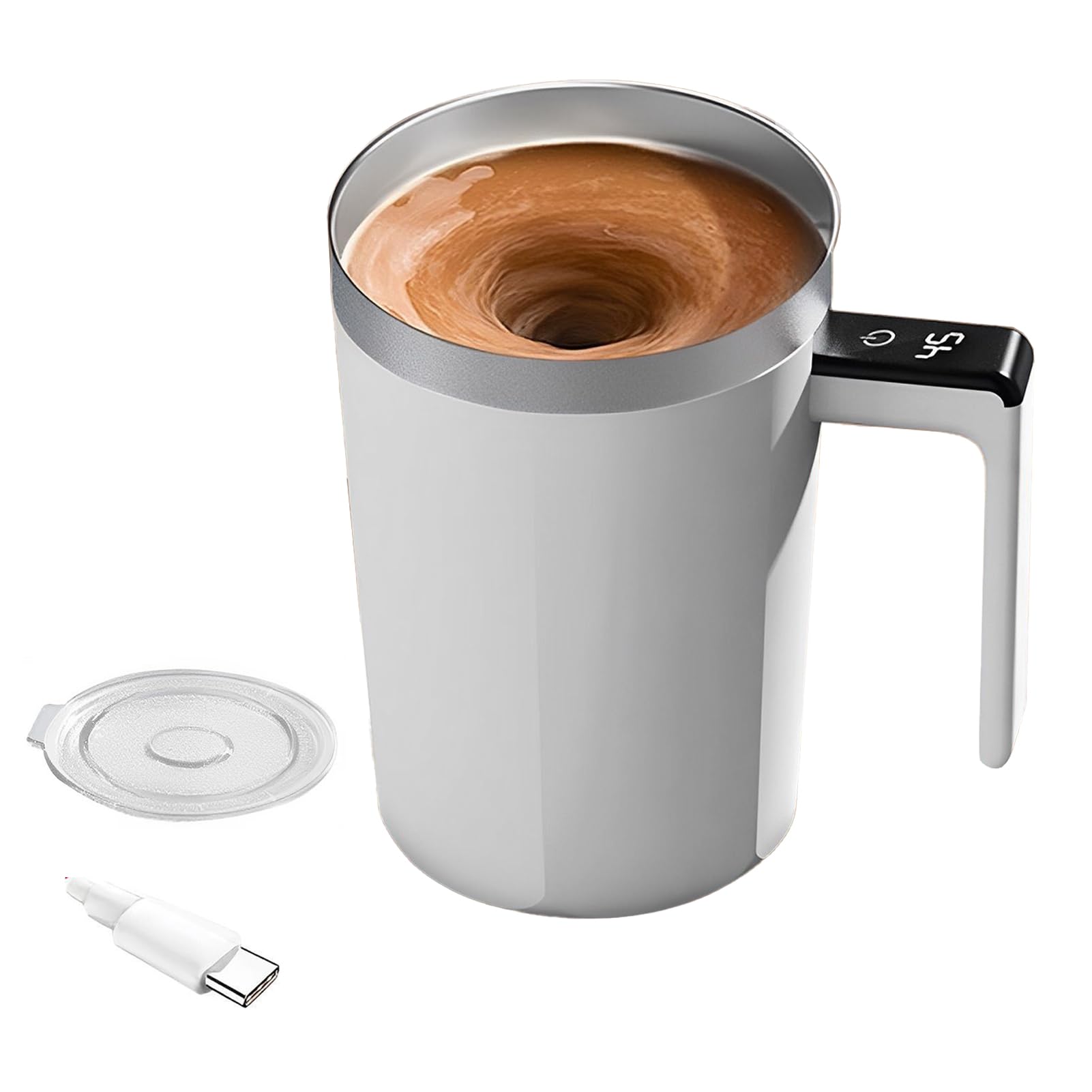 Self Stirring Coffee Mug - Rechargeable Magnetic Stirring Cup for Coffee, Tea & Hot Chocolate - Automatic Electric Mixing Mug with Stir Bar - Perfect for Office, Home & Travel Use