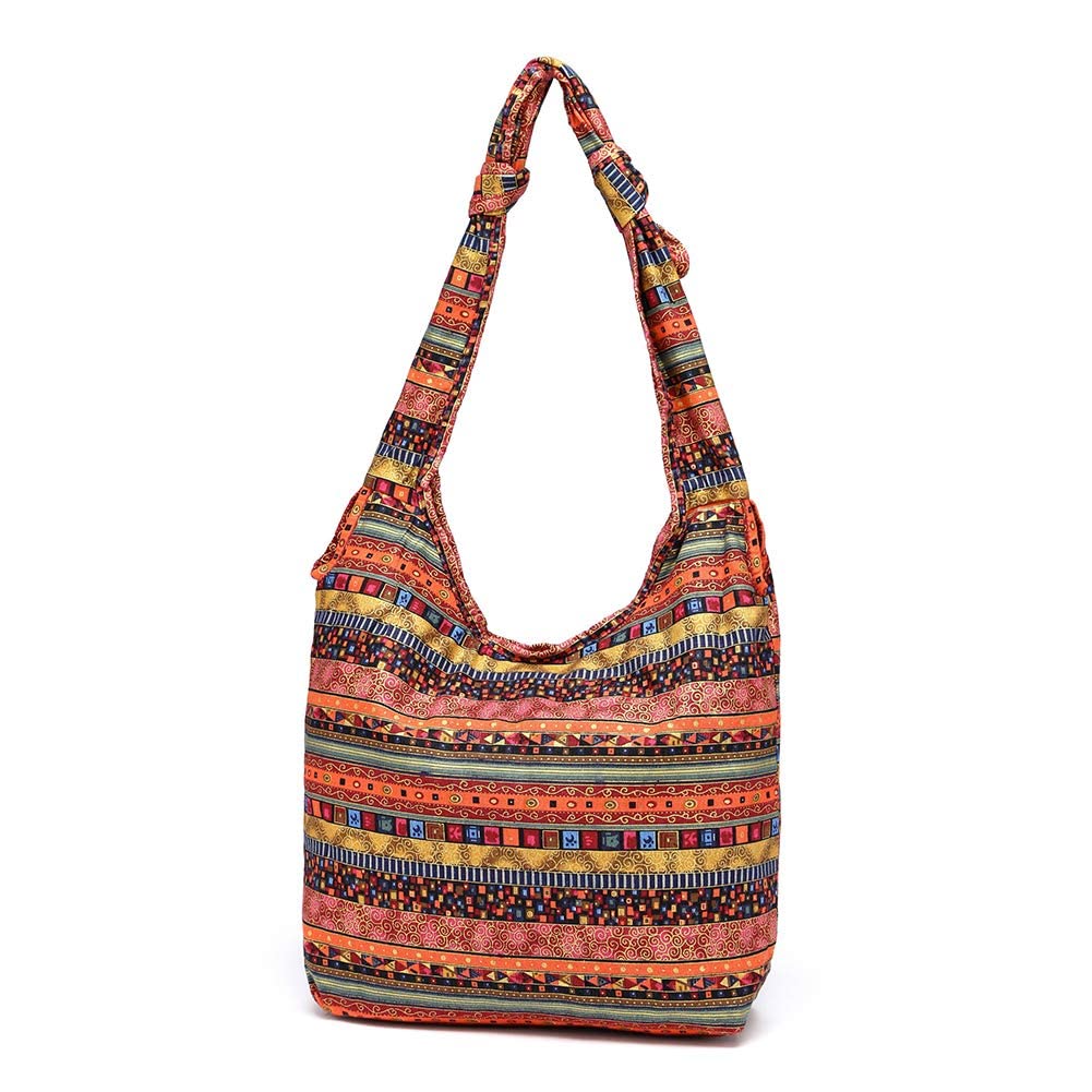 Bohemian Cotton Crossbody Bag - Handmade Thai Top Zip Sling Shoulder Purse for Women | Hippie Chic Messenger Bag for Travel, Festival & Everyday Use