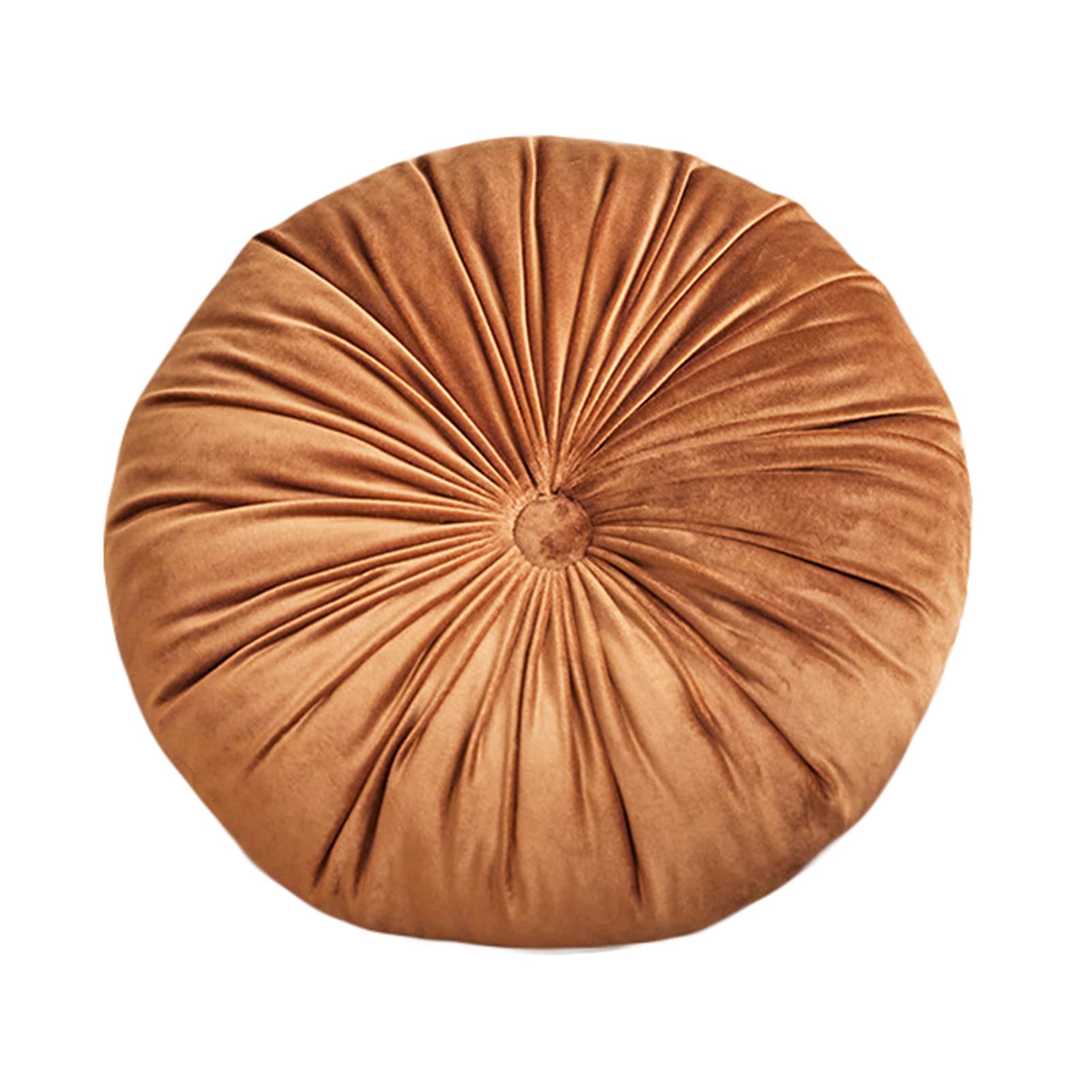 Velvet Floor Pillow Cushion - 16.5in Round Pleated Pumpkin Decorative Pillow for Sofa, Chair, Bed & Car - Soft Home Decor Accent (Orange) | Perfect for Living Room Lounging, Nursery Seating & Travel Comfort