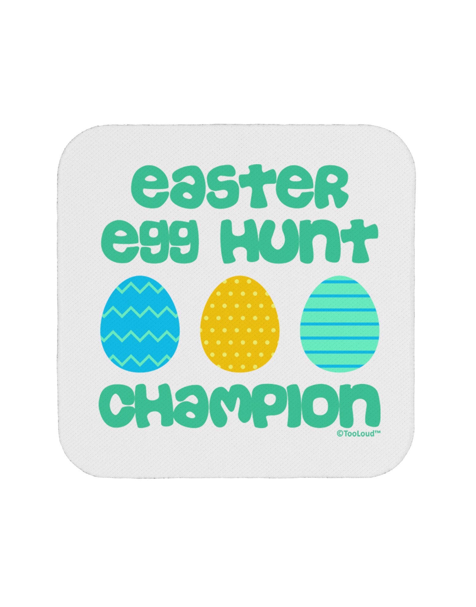 TooLoud Easter Egg Hunt Champion - Set of 4 Blue and Green Coasters | Non-Slip Drink Coasters for Coffee Tables, Bar Counter & Home Decor