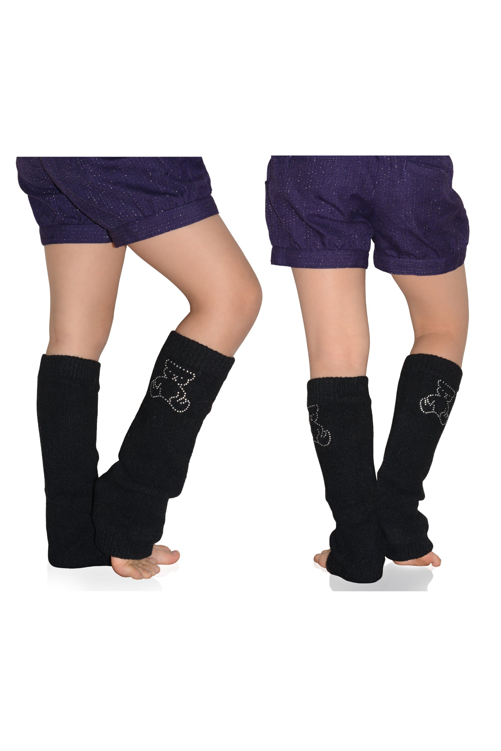 Fashionable Bejeweled Teddy Bear Leg Warmers for Kids - 1, 2, or 3 Pack Options | Perfect for Dance, Gymnastics, and Winter Outfits